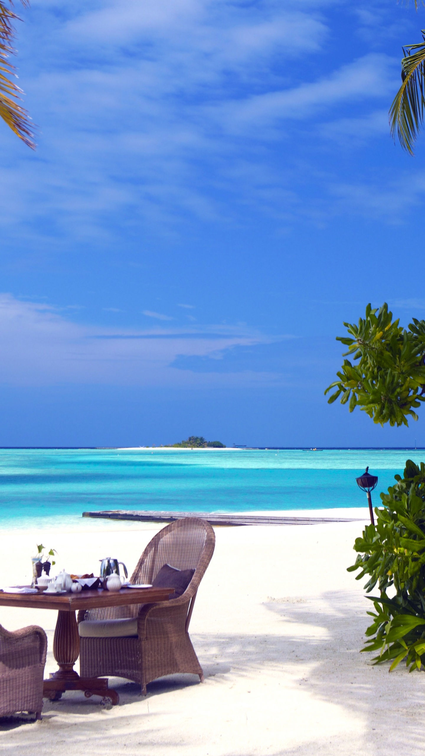 Обои пляж, отпуск, прибежище, море, тропическая зона в разрешении 1440x2560