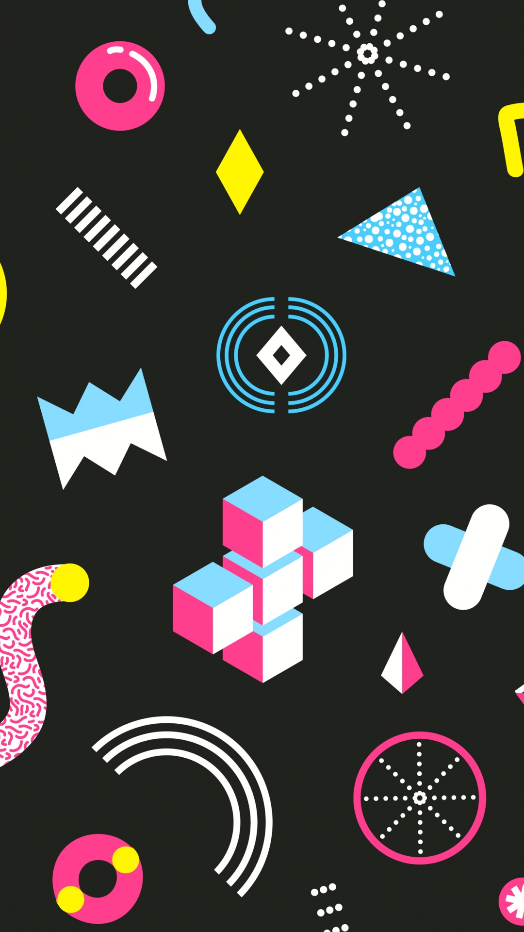 Обои Мемфис бесшовный фон, узор, графический дизайн, дизайн, векторная графика в разрешении 1080x1920