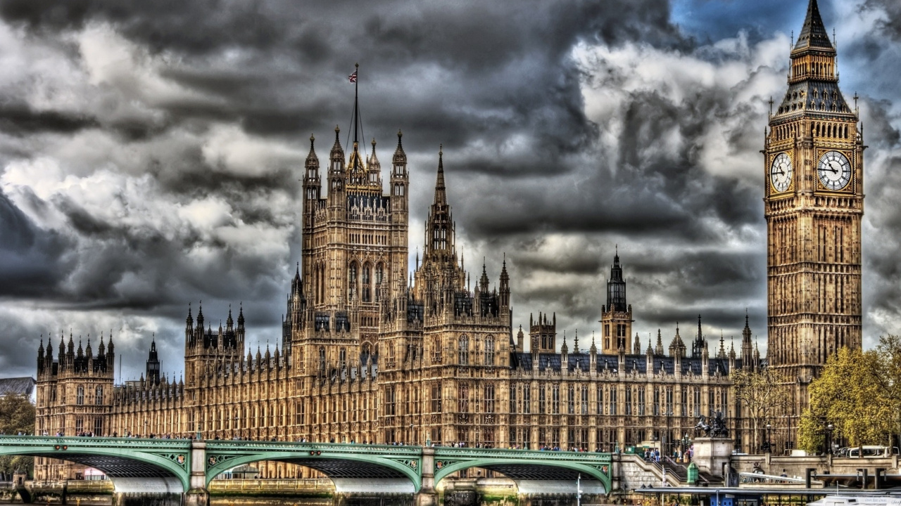 Обои здание парламента, вестминстерский дворец, Биг Бен, река темза, ориентир в разрешении 1280x720