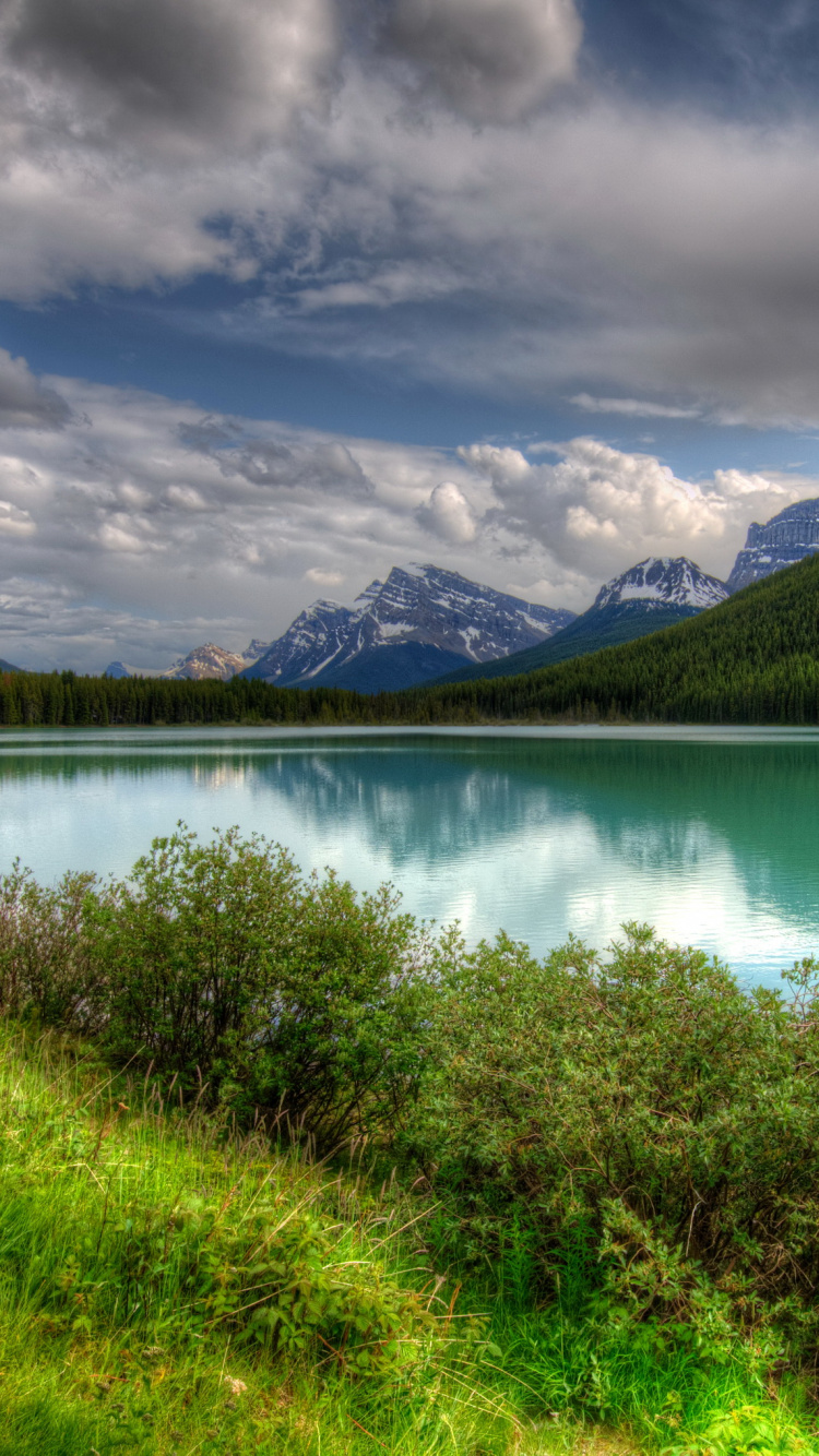 Обои банфф, озеро, природа, нагорье, отражение в разрешении 750x1334