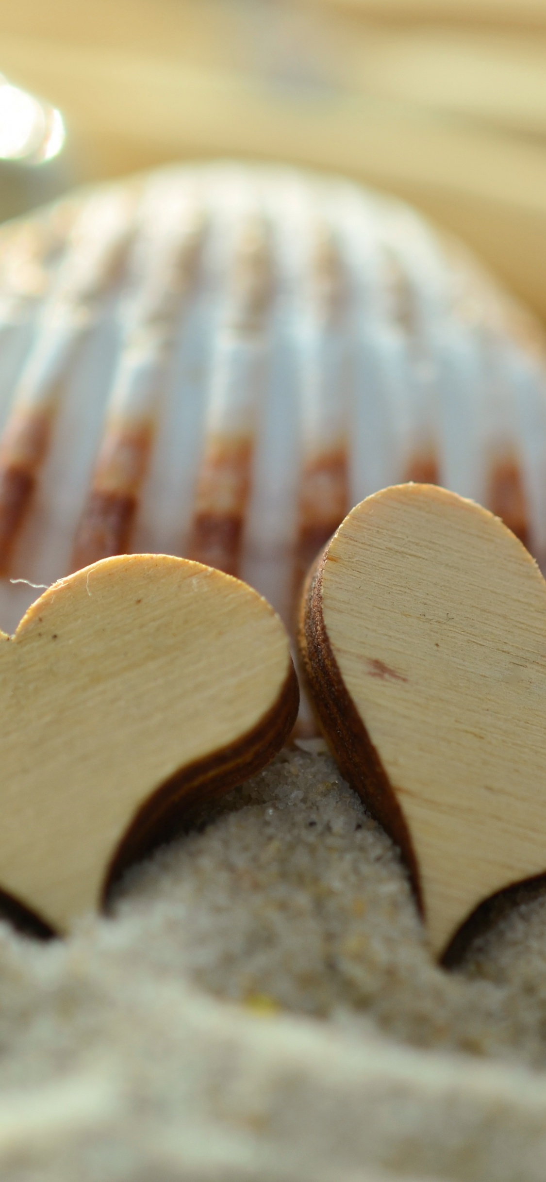 Обои песок, сердце, пляж, оболочка, пища в разрешении 1125x2436