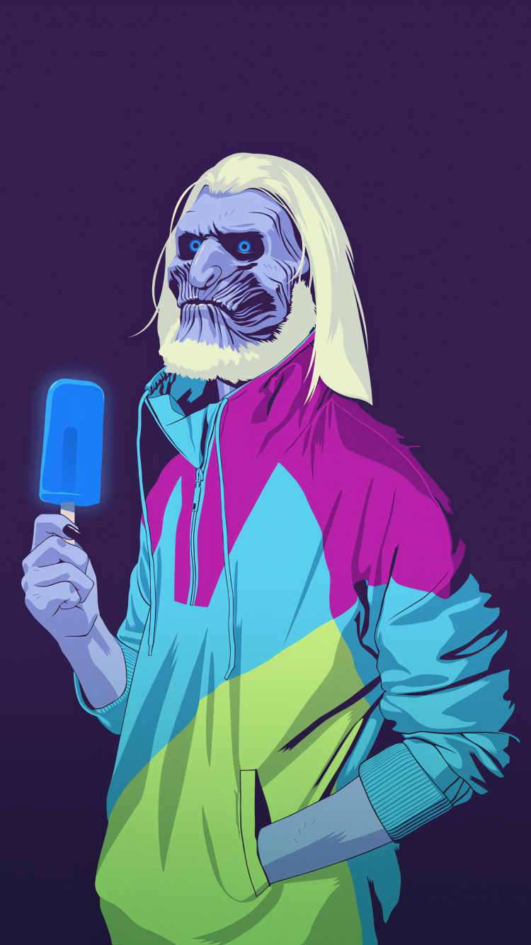 Обои белый ходок иллюстрация, Ночной Король, Рамси Болтон, Белый Ходок, арт в разрешении 750x1334