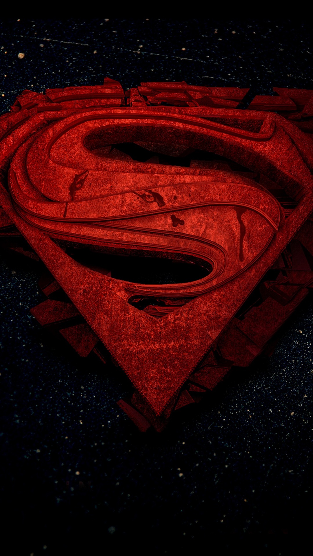 Обои темнота, Супермен, красный цвет, космос, графика в разрешении 1080x1920