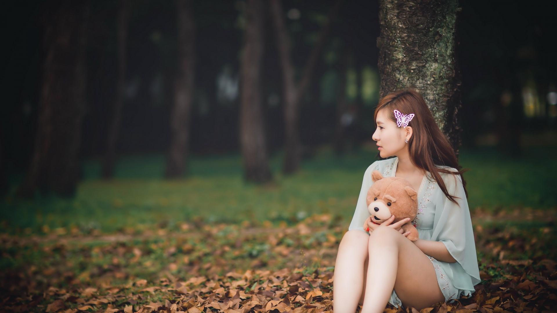 Обои плюшевый мишка, Люди в природе, волосы, природа, красота в разрешении 1920x1080