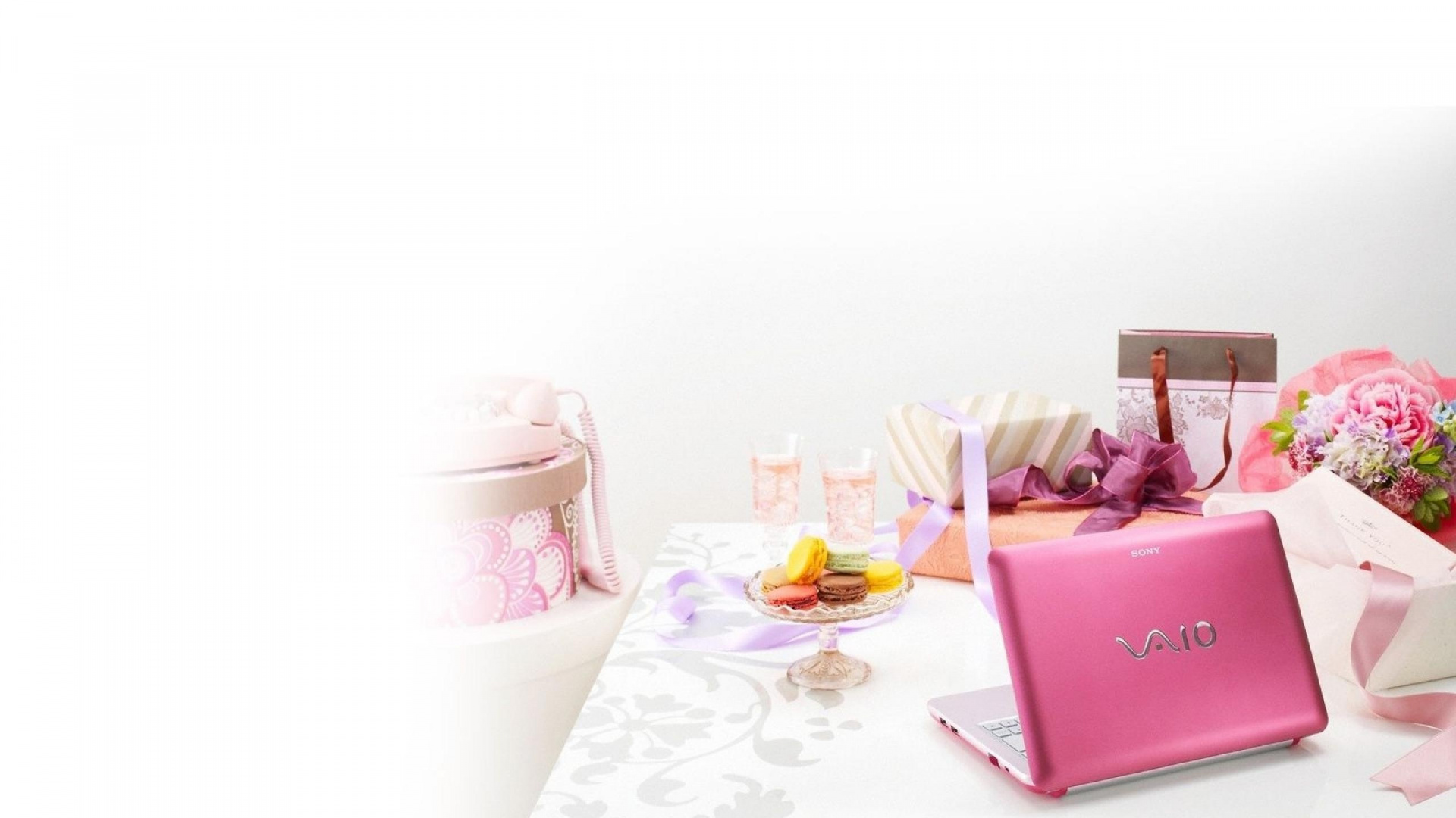 Обои vaio, розовый, подарок, лепесток, аромат в разрешении 1920x1080