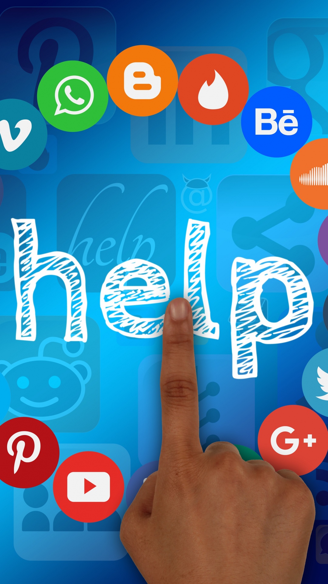 Обои рука, икона, приспособление, технология, социальная сеть в разрешении 1080x1920