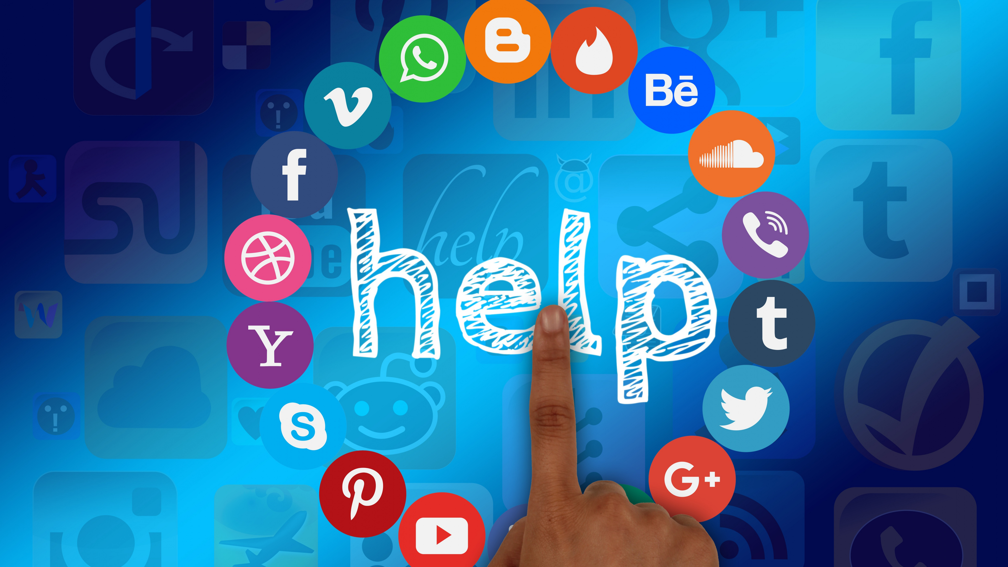 Обои рука, икона, приспособление, технология, социальная сеть в разрешении 3840x2160