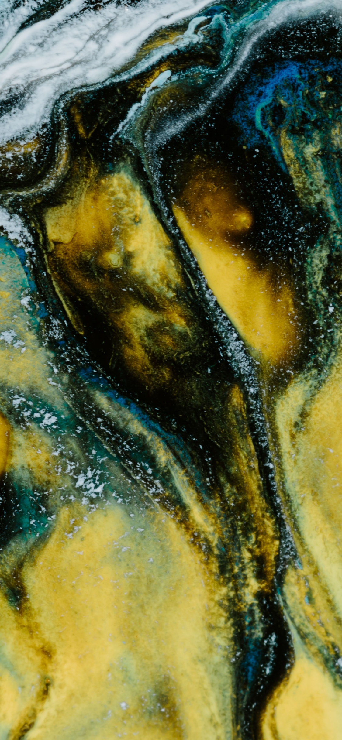 Обои абстрактное искусство, арт, живопись, синий, зеленый в разрешении 1125x2436