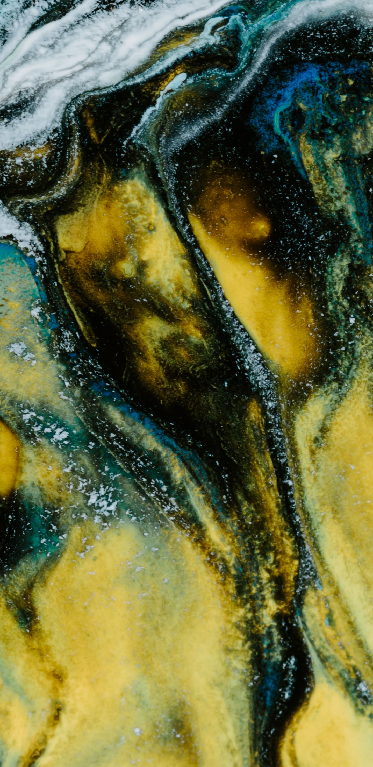 Обои абстрактное искусство, арт, живопись, синий, зеленый в разрешении 1440x2960