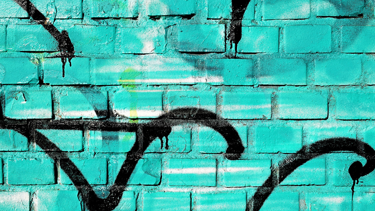 Обои фреска, бирюза, линия, граффити, арт в разрешении 1280x720