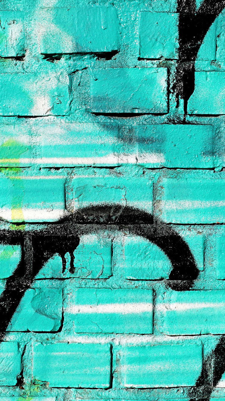 Обои фреска, бирюза, линия, граффити, арт в разрешении 750x1334