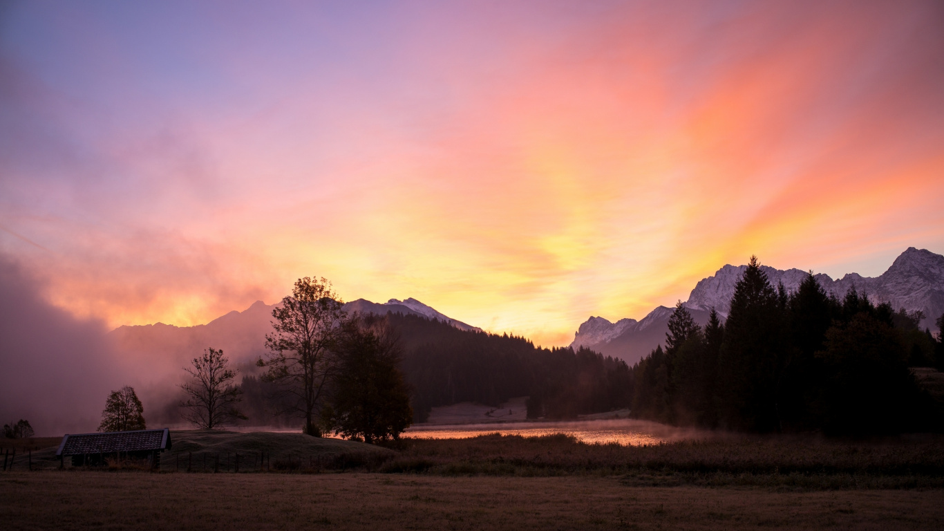 Обои природа, облако, растение, атмосфера, гора в разрешении 1366x768