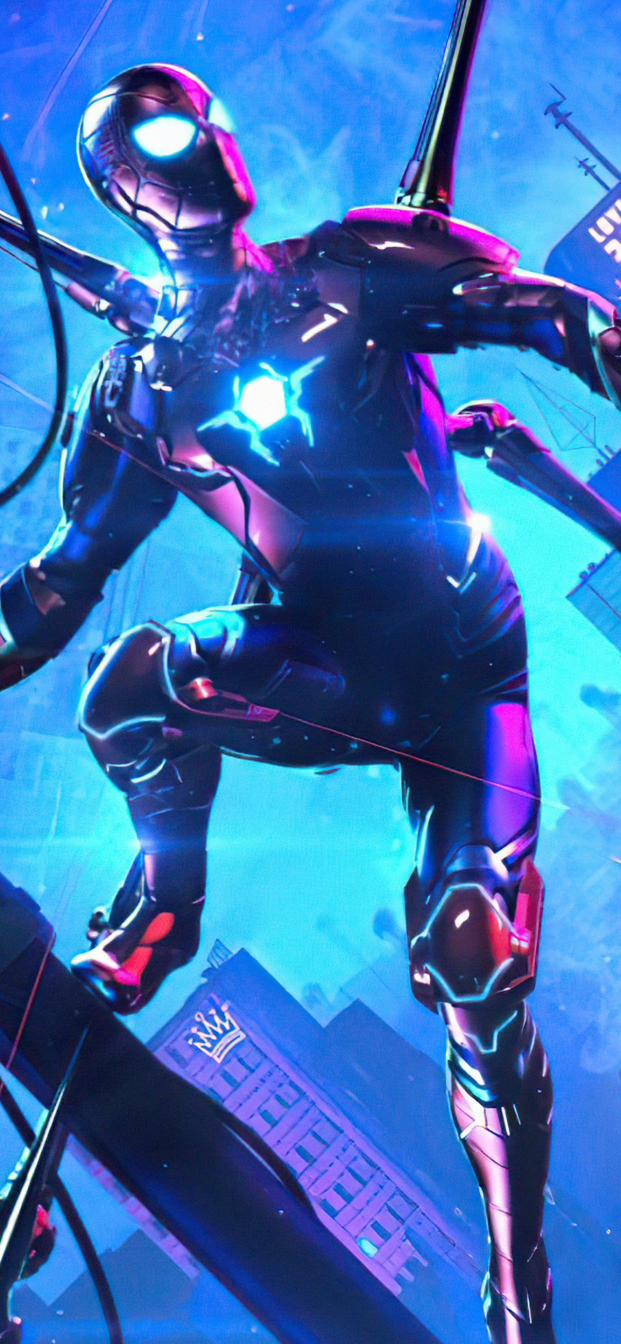 Обои Spider Verse Into The Cyberpunk в разрешении 1242x2688