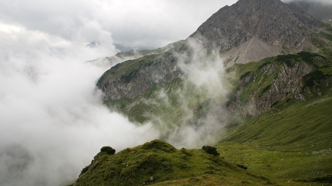 Обои нагорье, абстрактное искусство, облако, гора, природный ландшафт в разрешении 1366x768