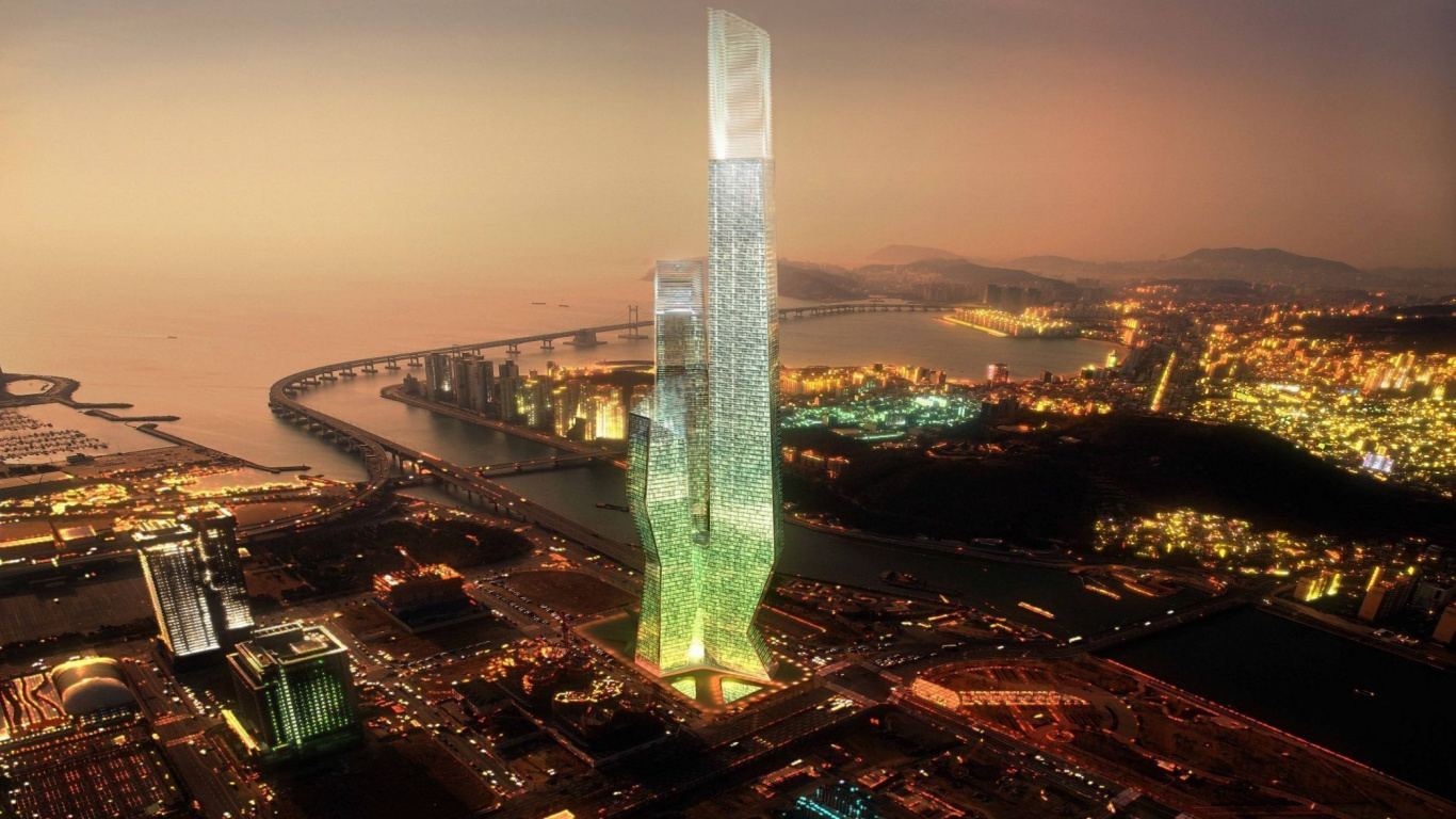 Обои Пусан Южная Корея, Сеул, небоскреб, городской пейзаж, городской район в разрешении 1366x768