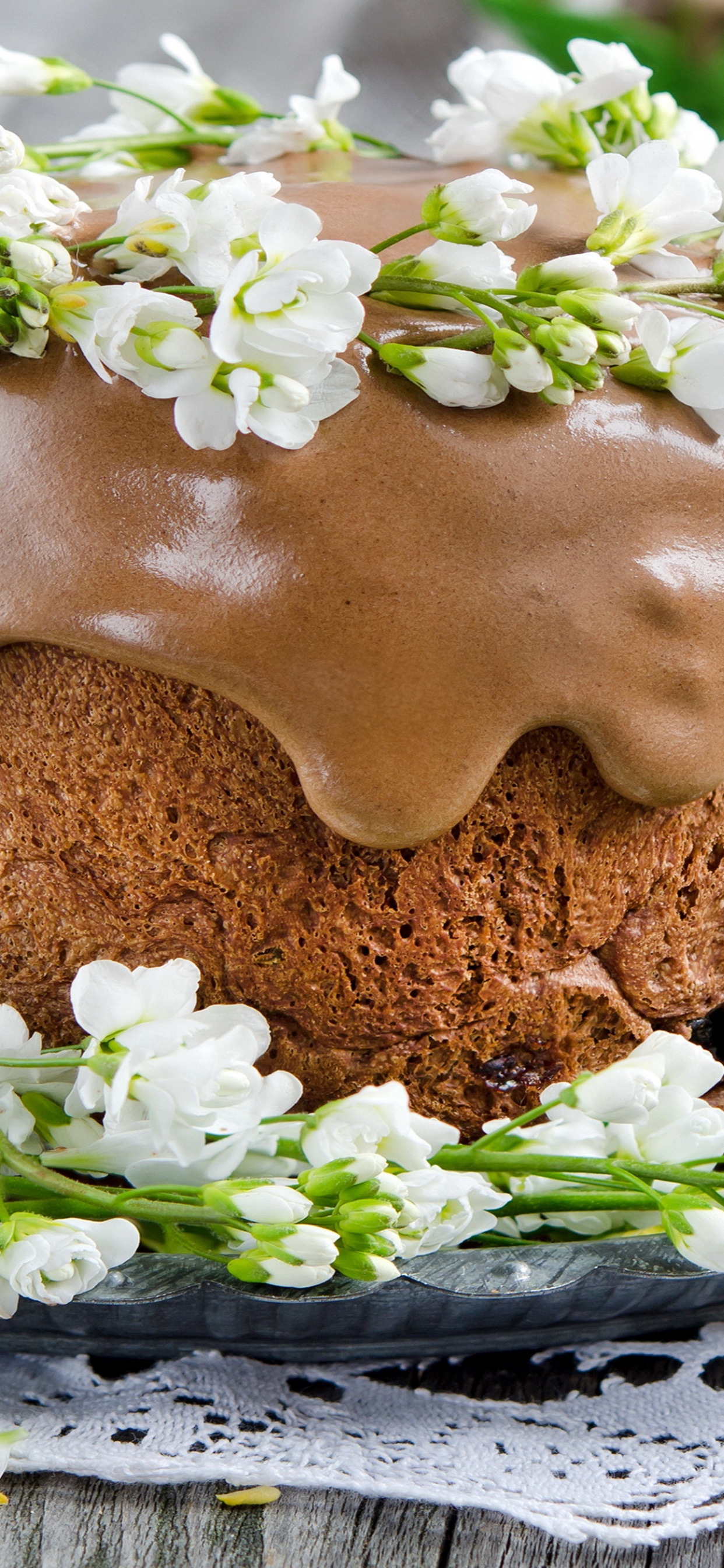 Обои шоколадный торт, Паска, пасхальный кулич, кулич, пасхальное яйцо в разрешении 1242x2688