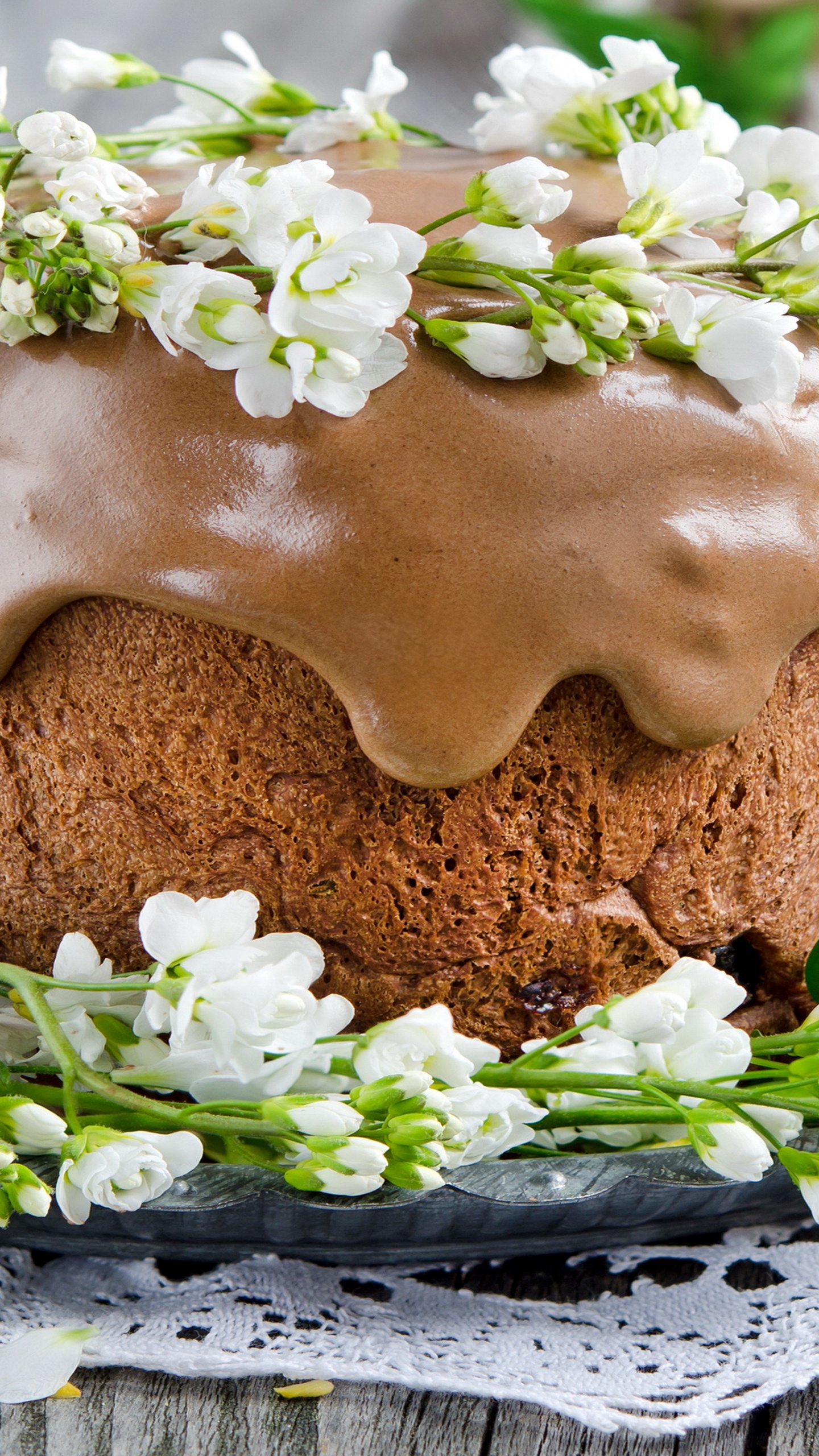 Обои шоколадный торт, Паска, пасхальный кулич, кулич, пасхальное яйцо в разрешении 1440x2560