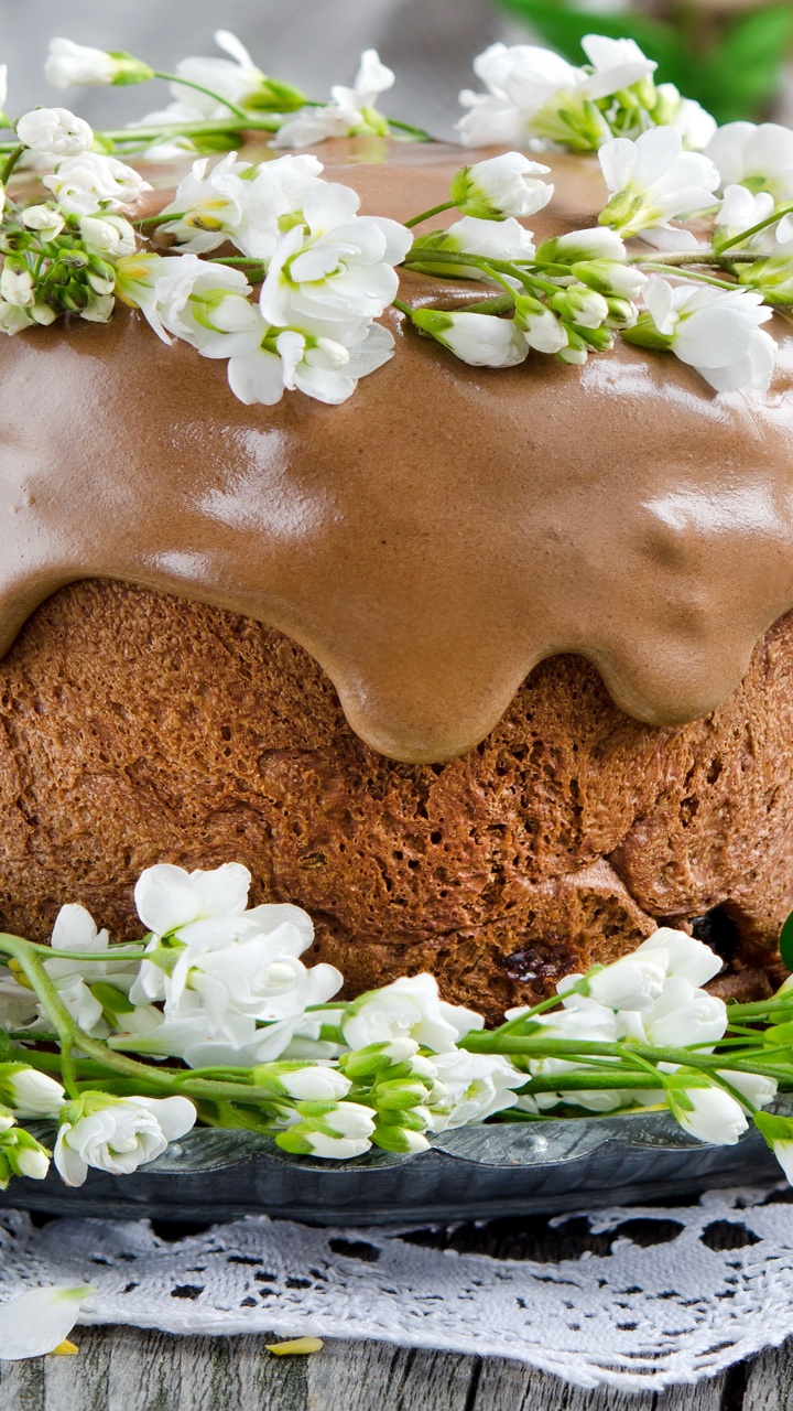 Обои шоколадный торт, Паска, пасхальный кулич, кулич, пасхальное яйцо в разрешении 720x1280