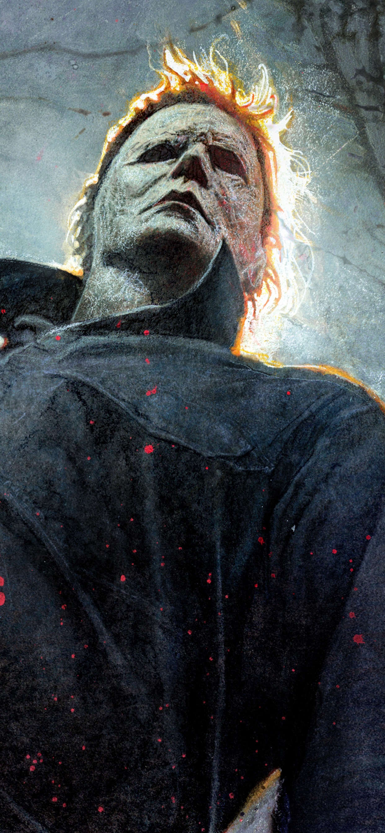 Обои Майкл Майерс, Хэллоуин, слэшер, дерево, кинорежиссер в разрешении 1242x2688