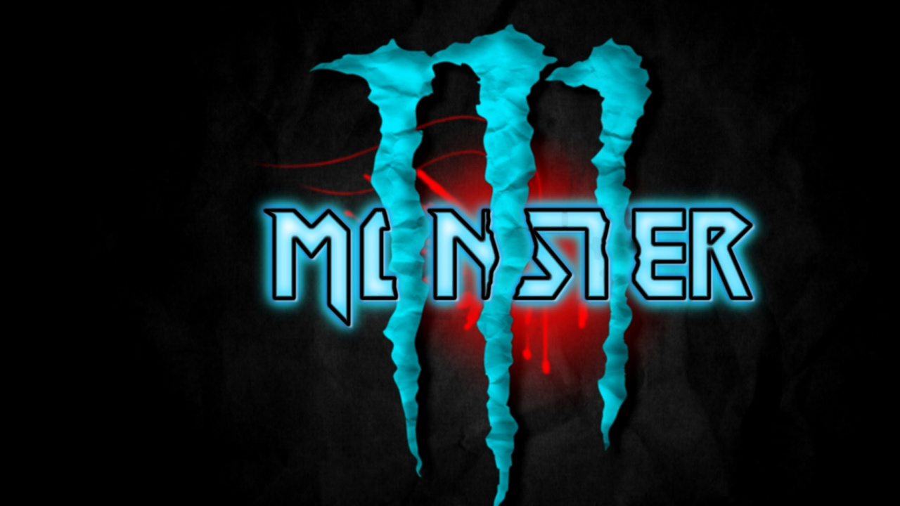 Обои Монстр Энергии, энергетический напиток, лого, текст, графический дизайн в разрешении 1280x720