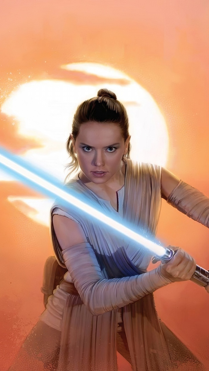 Обои Рей, Дэйзи Ридли, звездные войны, джедай, меч в разрешении 720x1280