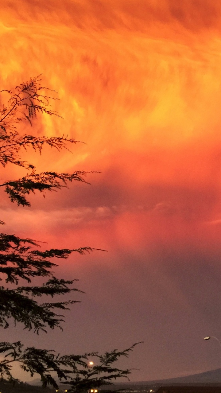 Обои Кальбуко, вулкан, Пуэрто-Монт, облако, послесвечение в разрешении 720x1280