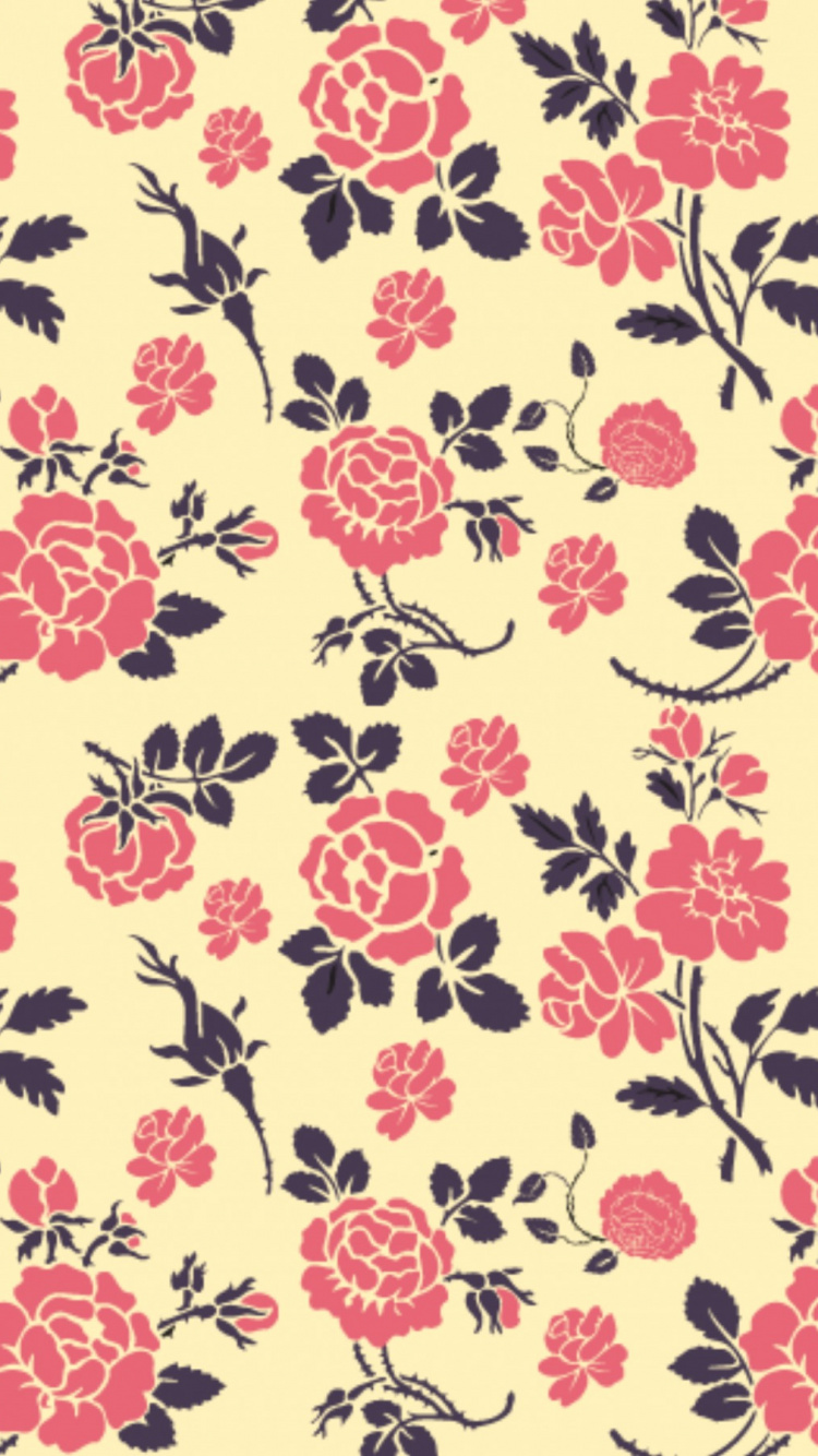 Обои узор, цветочный дизайн, ткань, дизайн, цветок в разрешении 750x1334