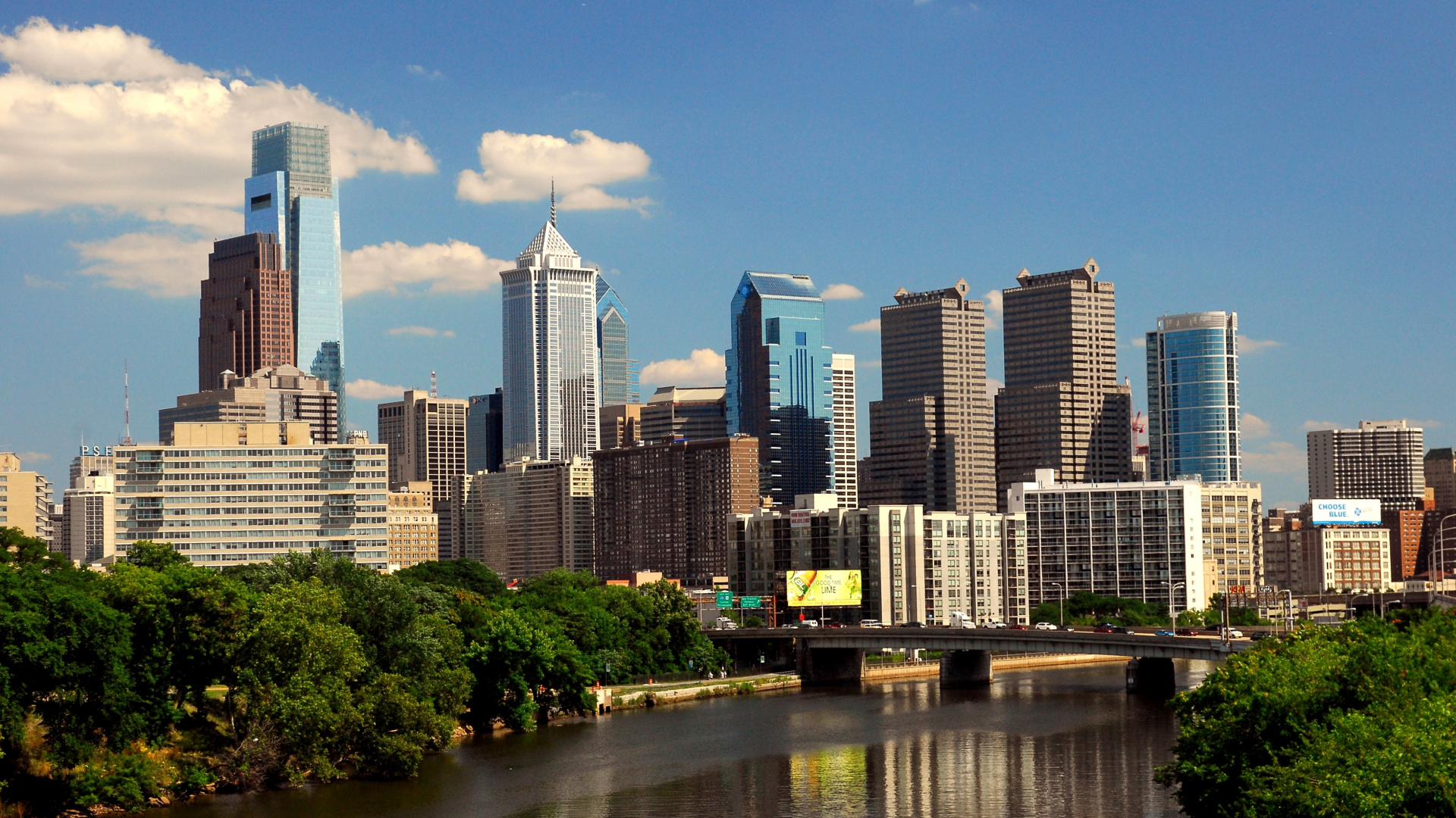 Обои город, городской пейзаж, линия горизонта, городской район, небоскреб в разрешении 1920x1080