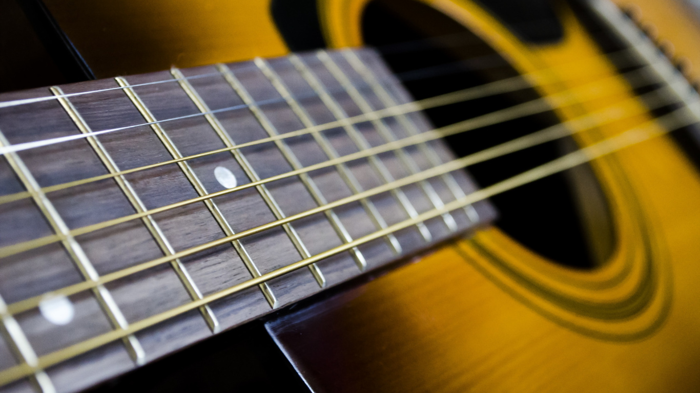 Обои акустическая гитара, басгитара, электрогитара, струнный инструмент, гитара в разрешении 1366x768