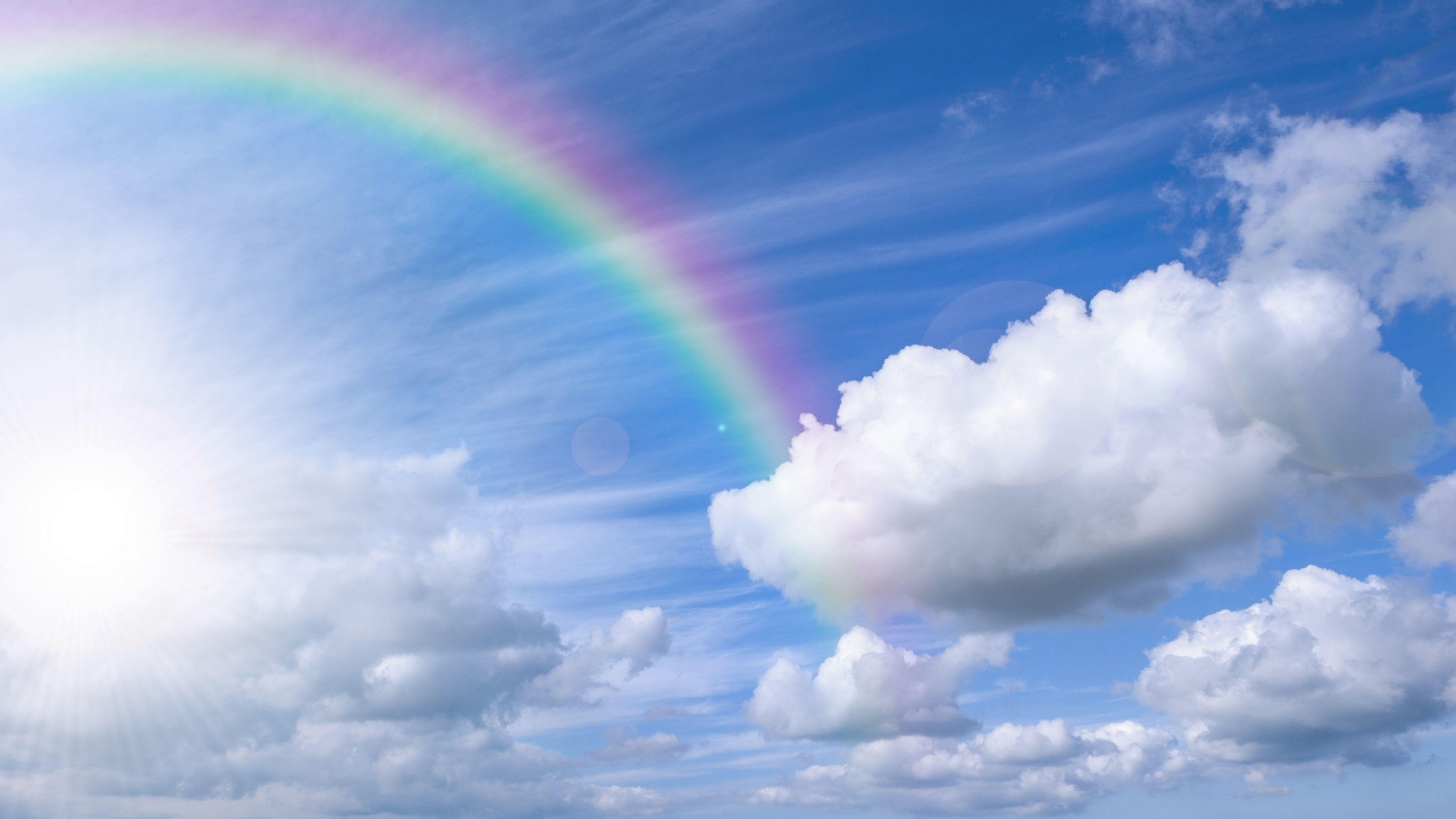 Обои Радуга, облако, дневное время, кучевое облако, атмосфера в разрешении 3840x2160