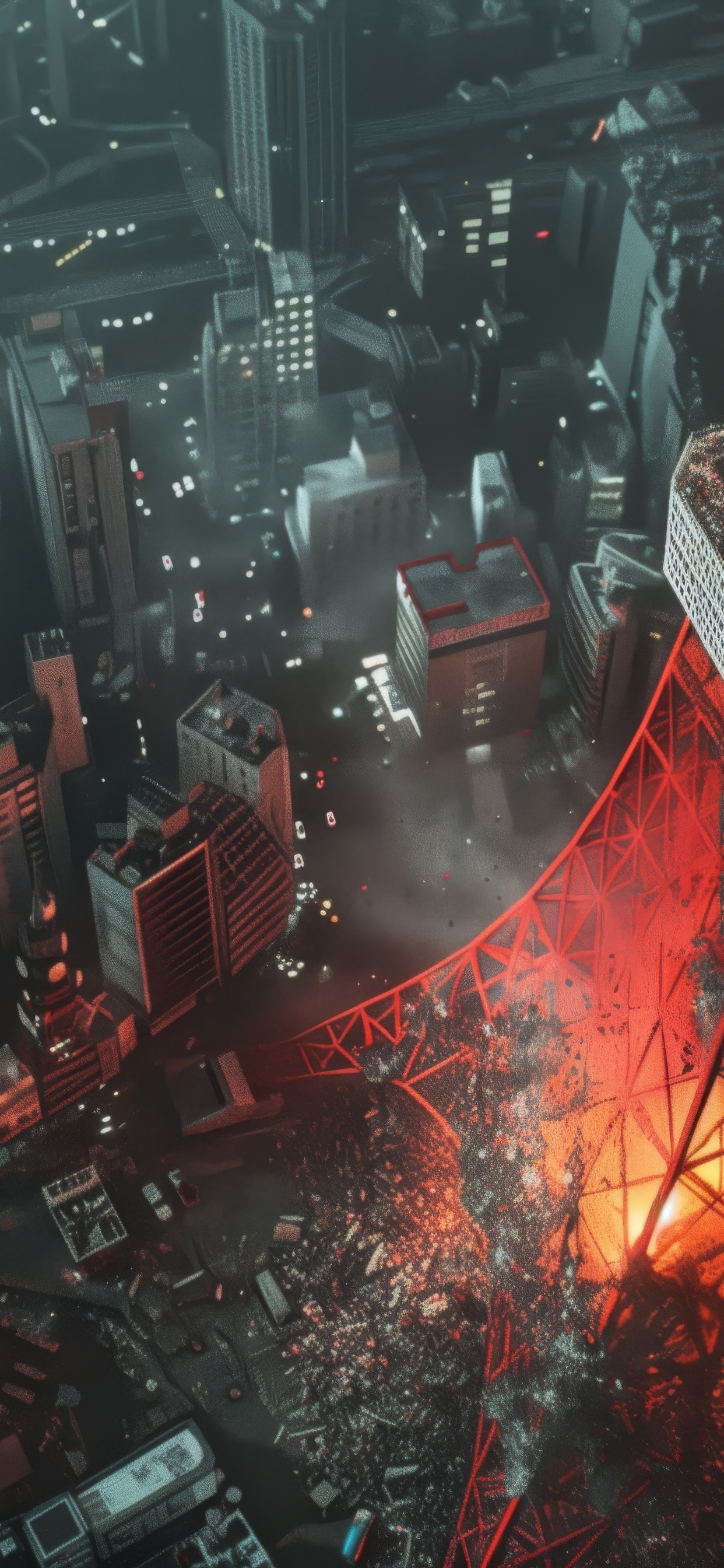 Обои башня, иллюстрация, здание, вышка, газ в разрешении 1242x2688