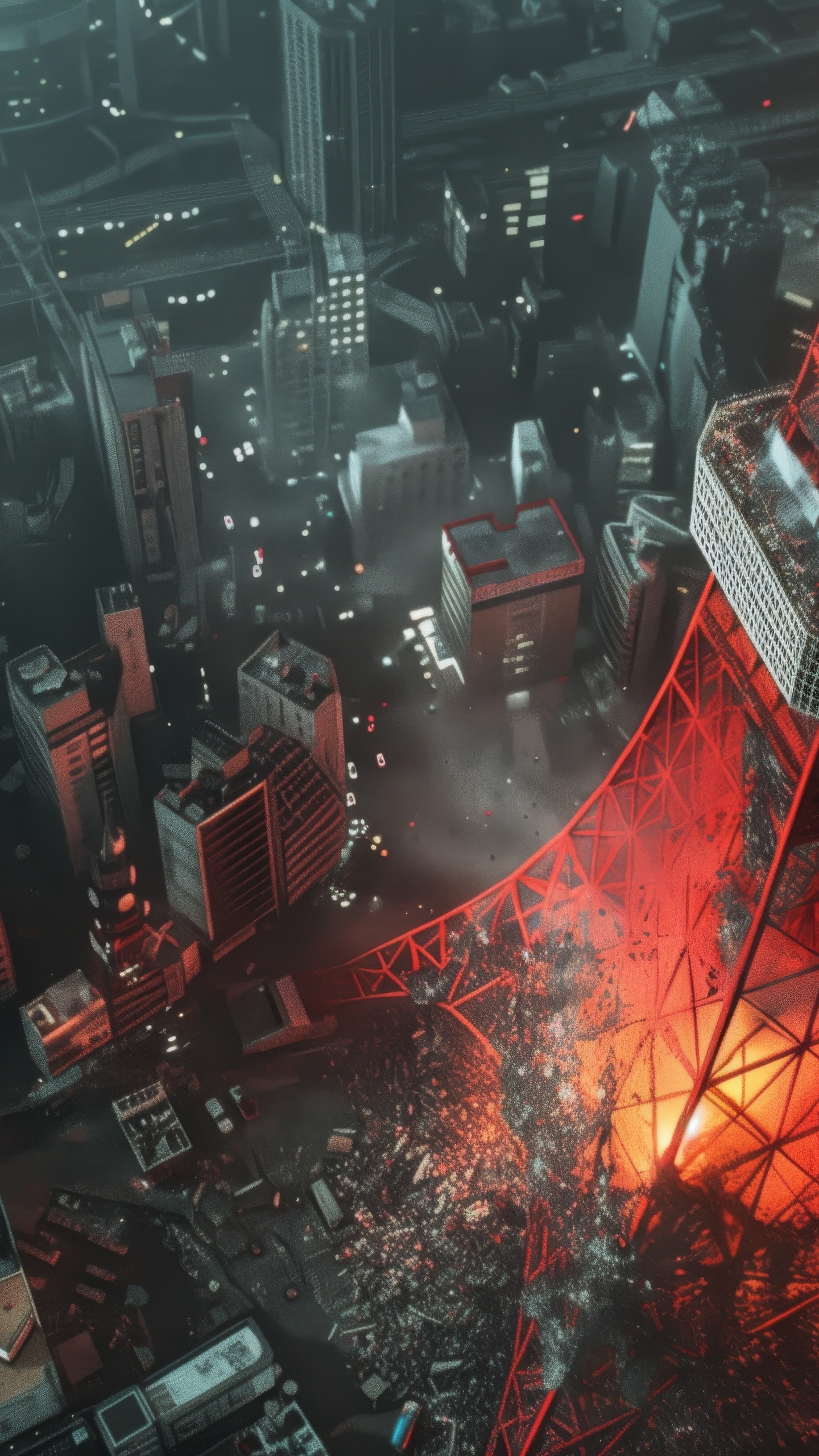 Обои башня, иллюстрация, здание, вышка, газ в разрешении 1440x2560