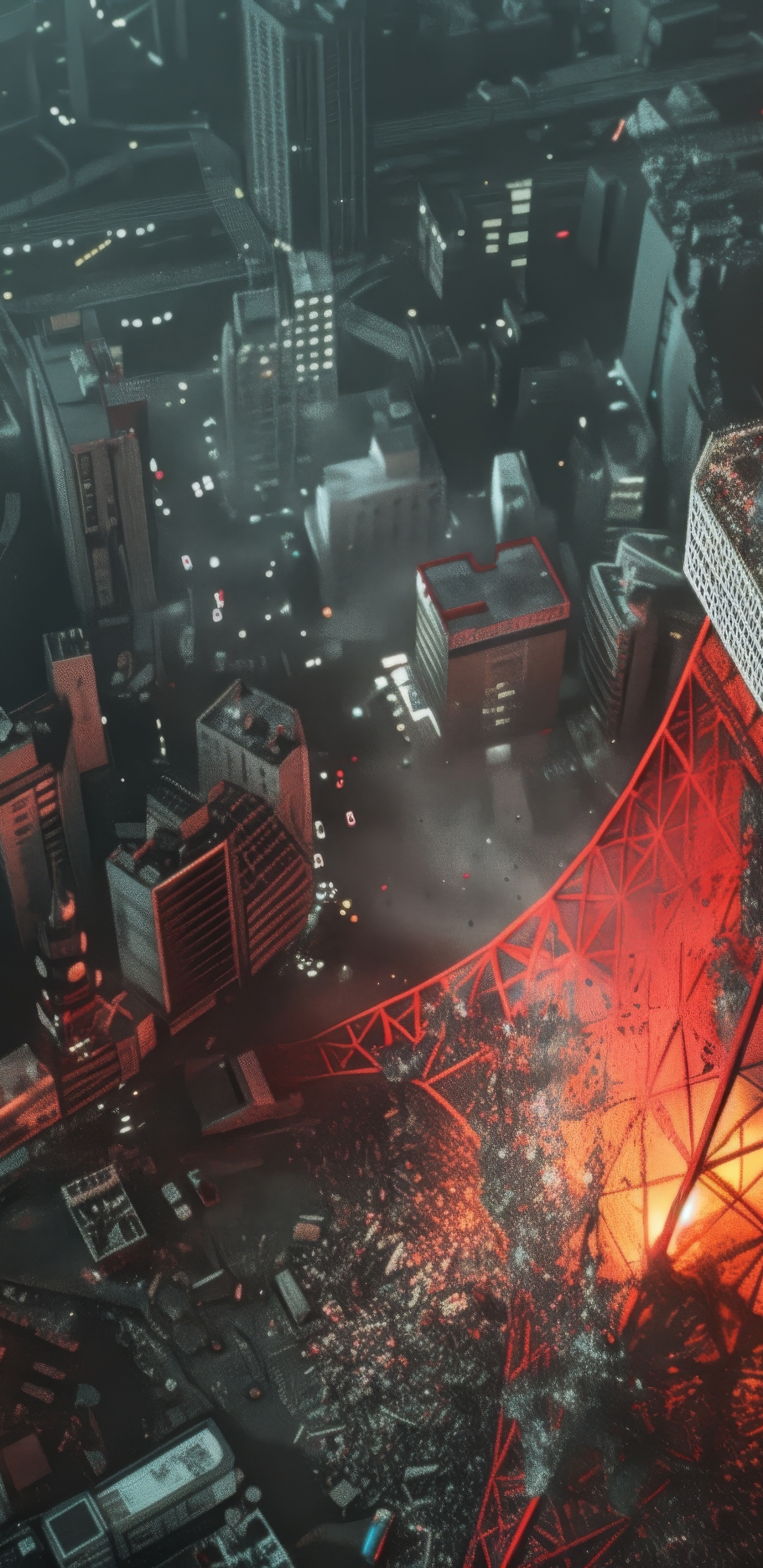 Обои башня, иллюстрация, здание, вышка, газ в разрешении 1440x2960