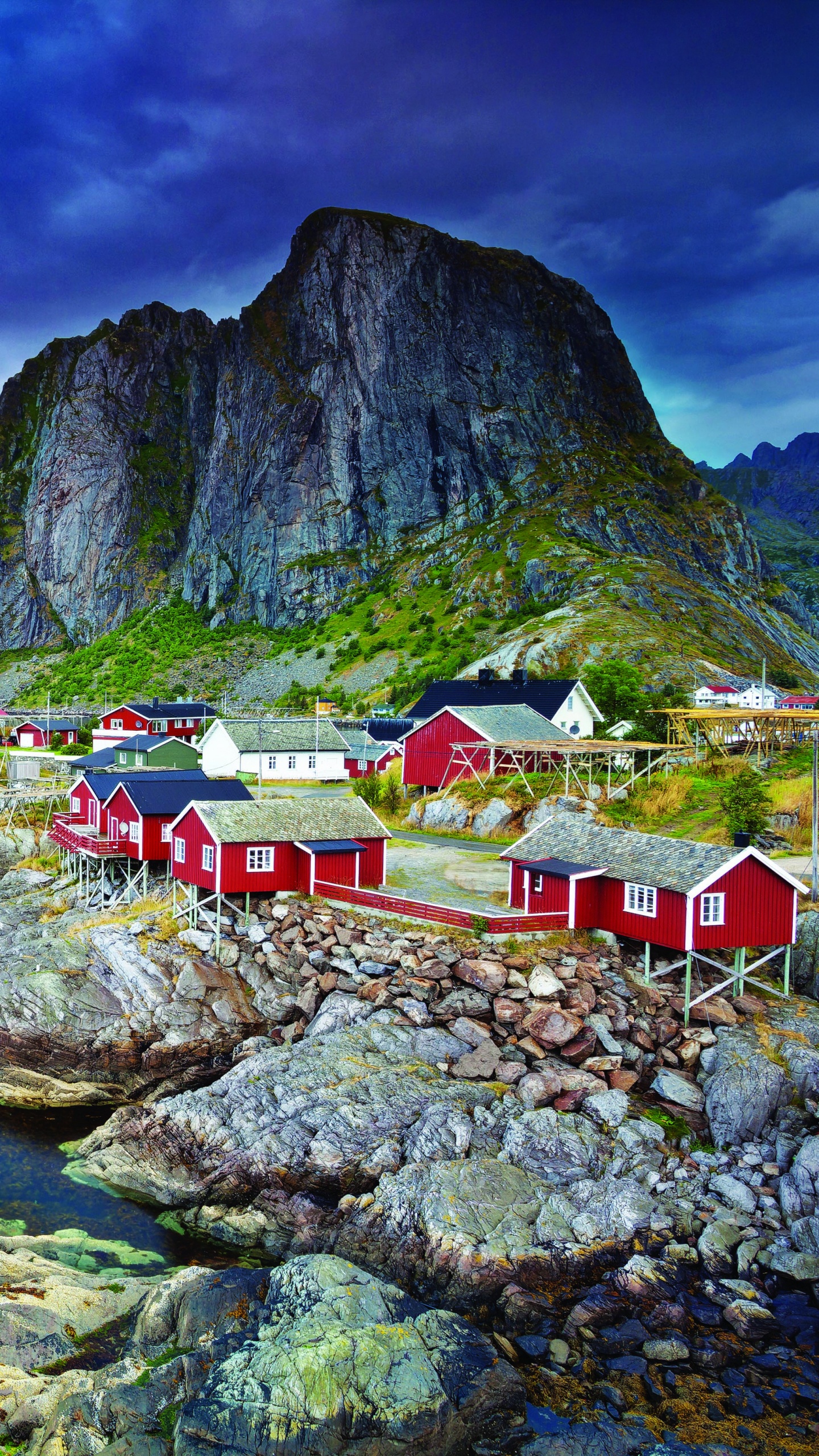 Обои Лофотен, фьорд, природа, гора, пейзаж в разрешении 1440x2560