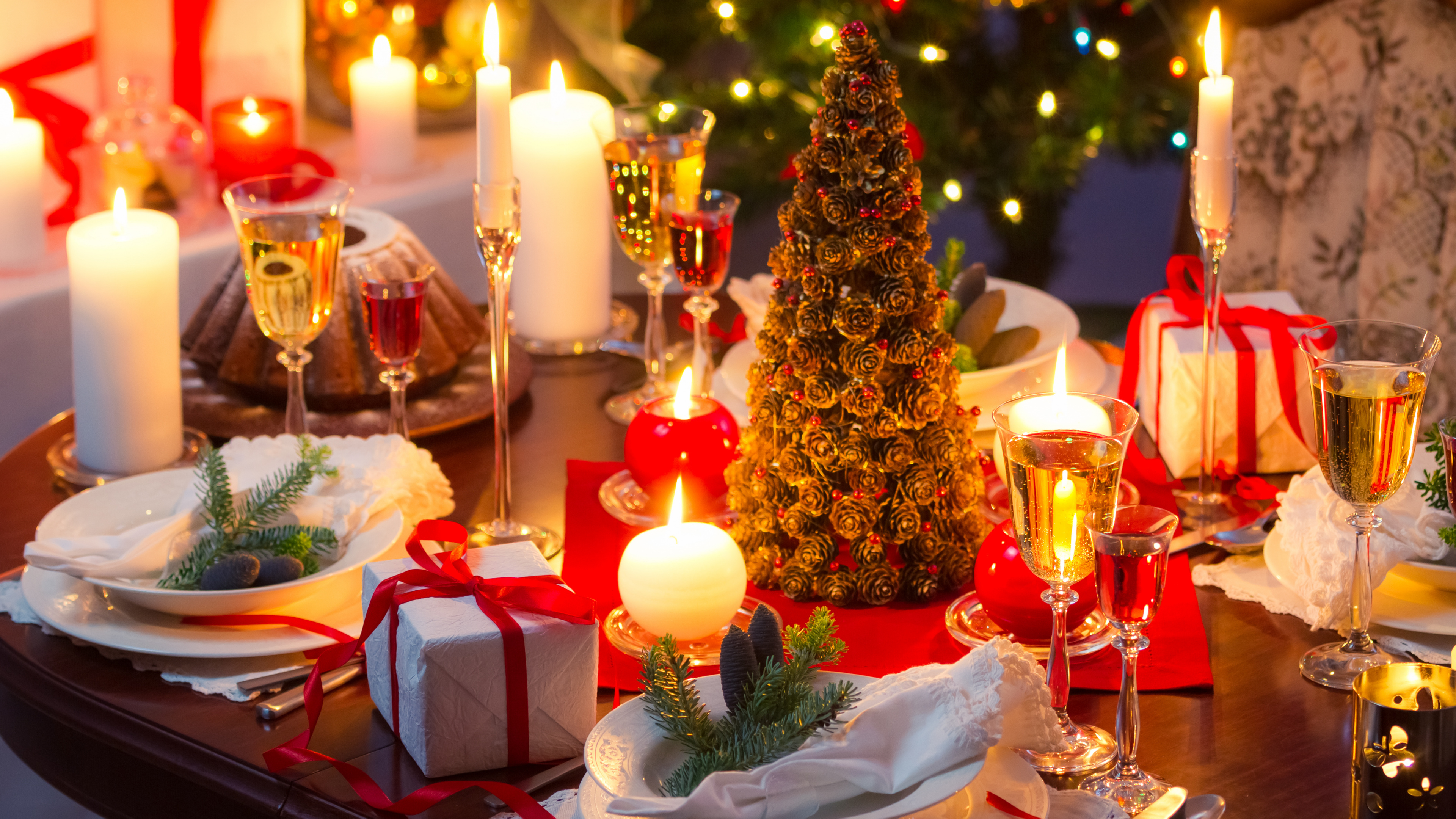 Обои Рождественский день, Рождественский ужин, праздник, ужин, Рождество в разрешении 3840x2160