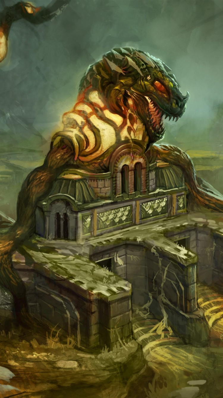 Обои живопись, мифология, вода, экосистема, деревья в разрешении 750x1334