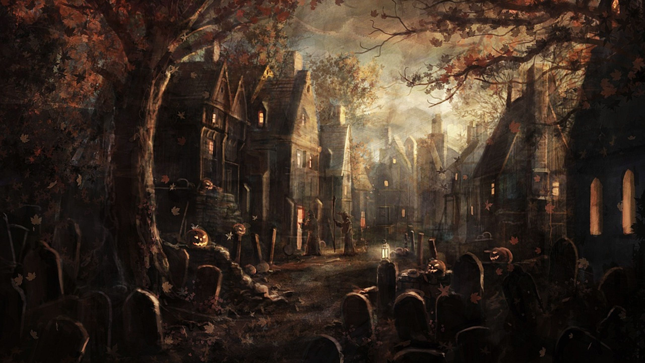 Обои живопись, арт, визуальное искусство, темнота, лес в разрешении 1280x720