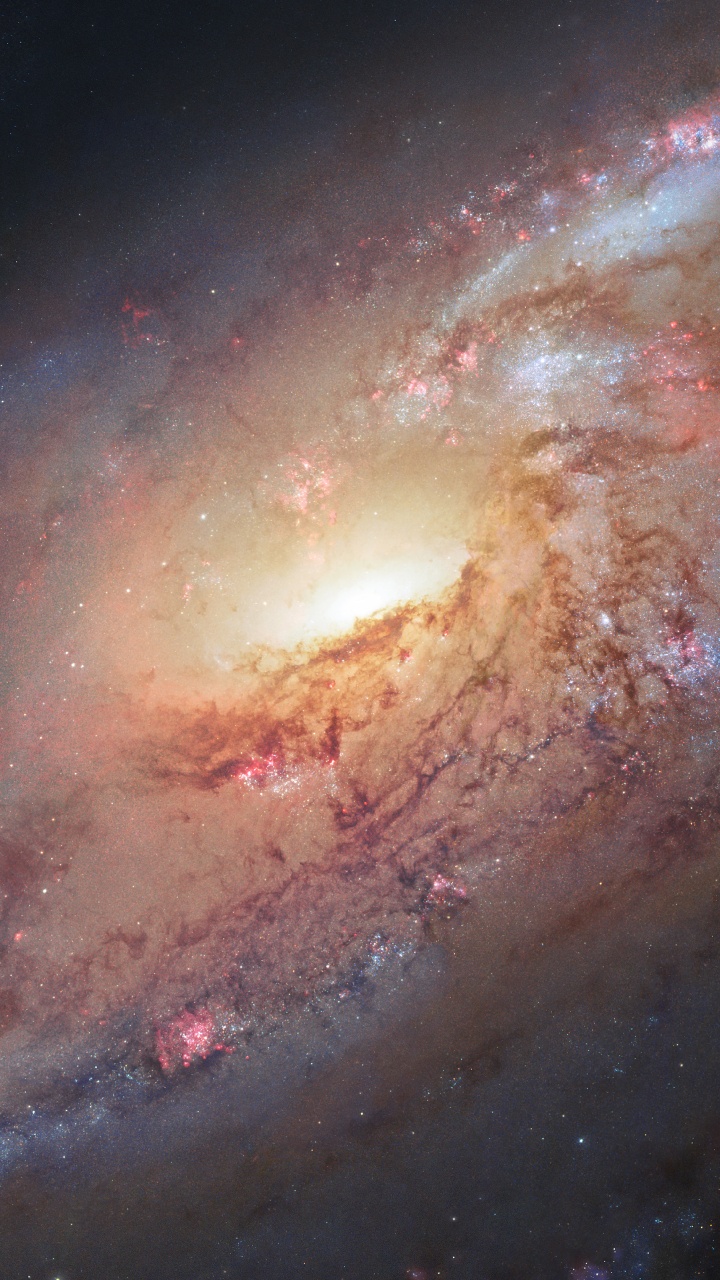 Обои беспорядочная галактика 106, Мессье 106, Галактика, спиральная Галактика, Объект мессье в разрешении 720x1280