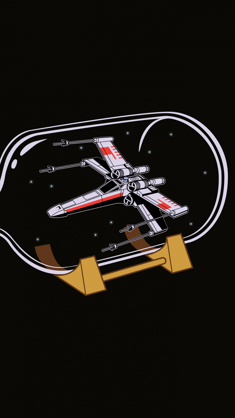 Обои X-крыло Истребитель, минимализм, арт, иллюстрация, лого в разрешении 750x1334