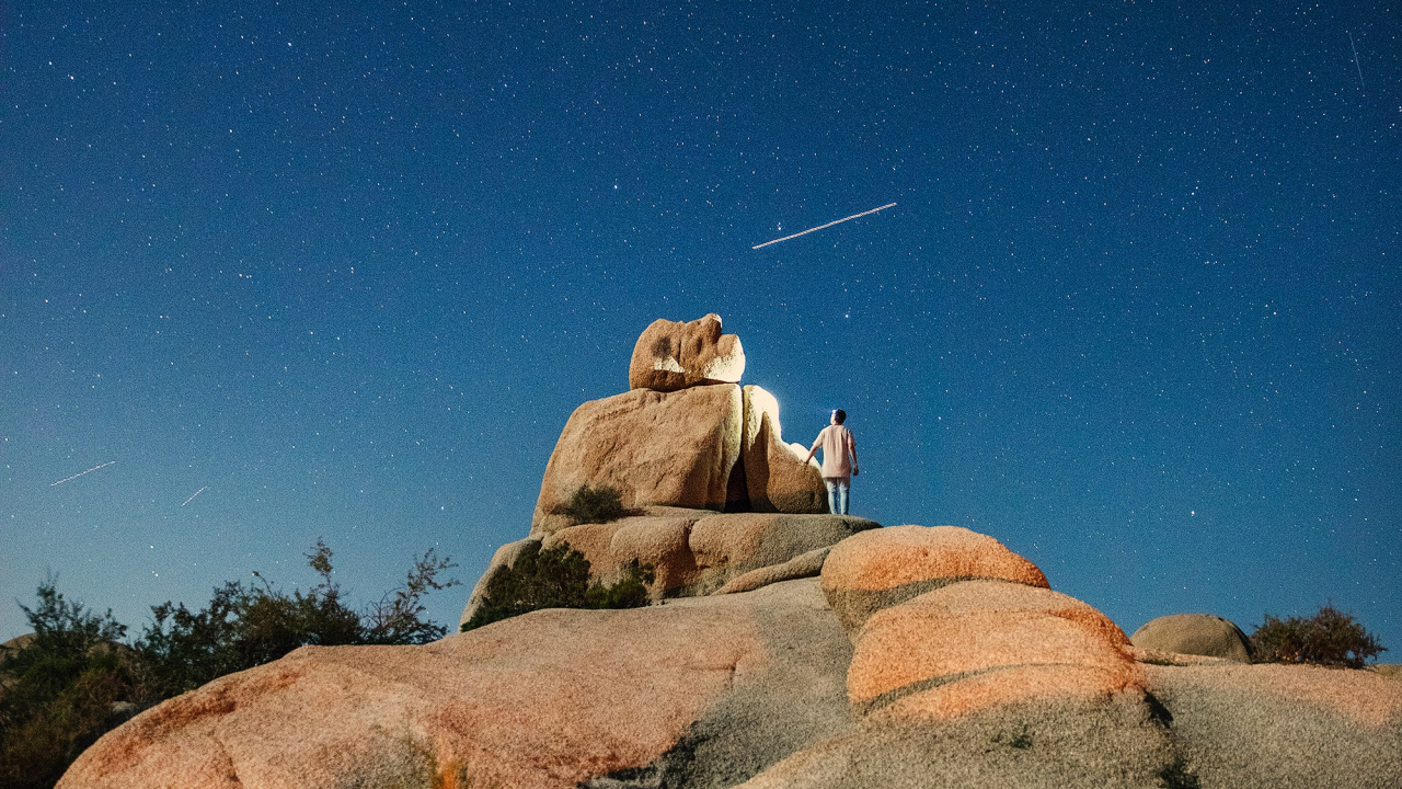 Обои рок, звезда, ночь, астрономический объект, пейзаж в разрешении 1280x720