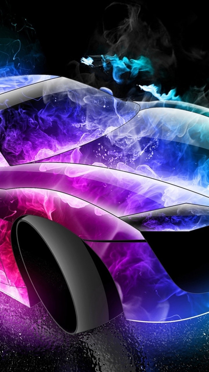 Обои авто, спорткар, пурпур, электрик, неон в разрешении 720x1280