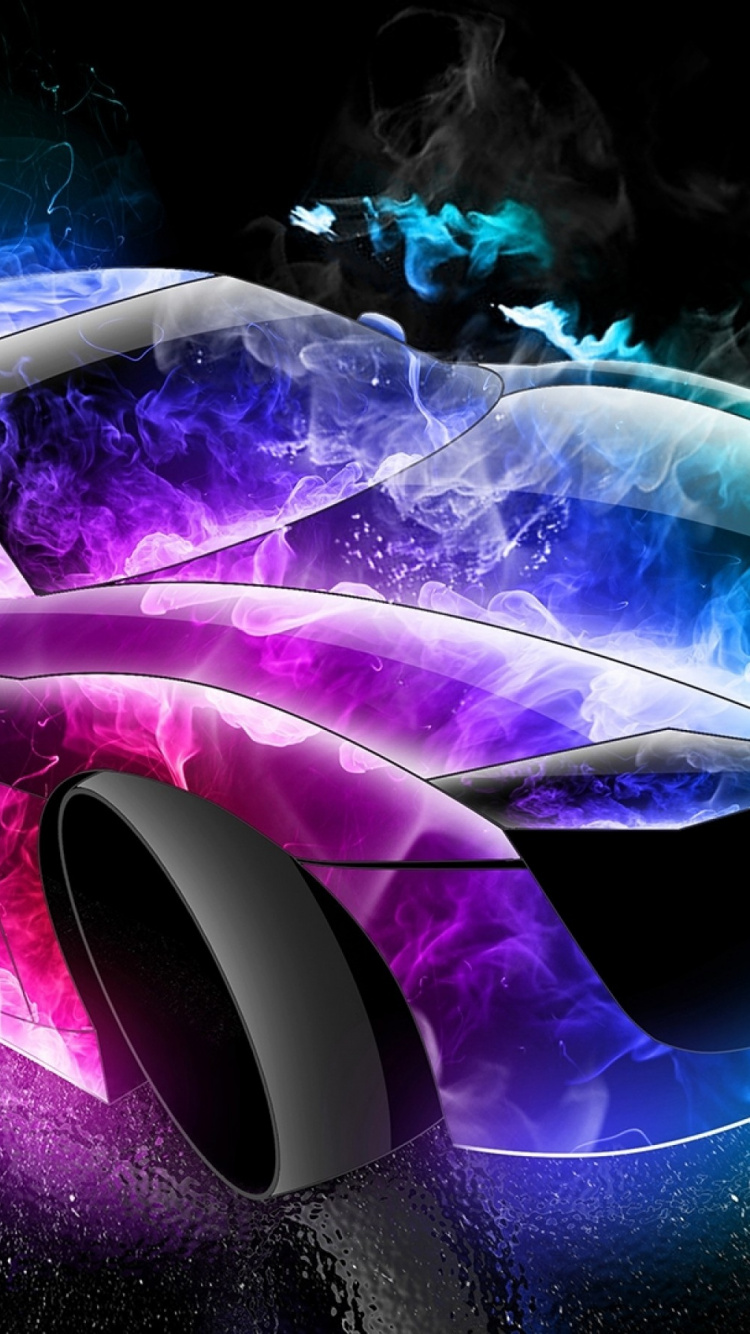 Обои авто, спорткар, пурпур, электрик, неон в разрешении 750x1334