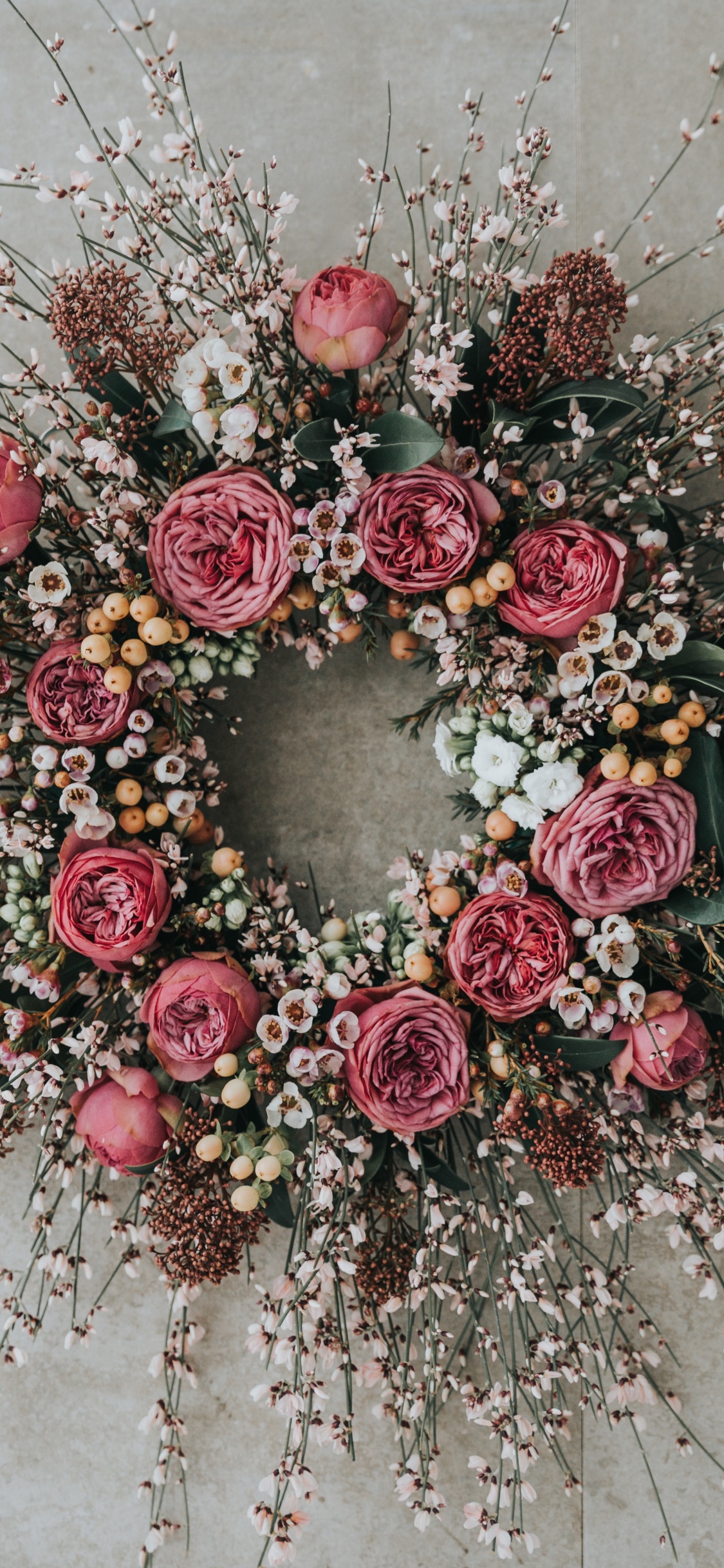 Обои цветок, венок, розовый, цветочный дизайн, флористики в разрешении 1125x2436