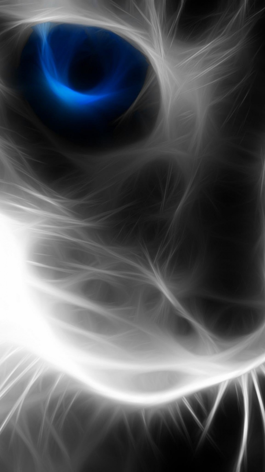 Обои кот, бакенбарды, кошачьих, фрактальное искусство, морда в разрешении 1080x1920