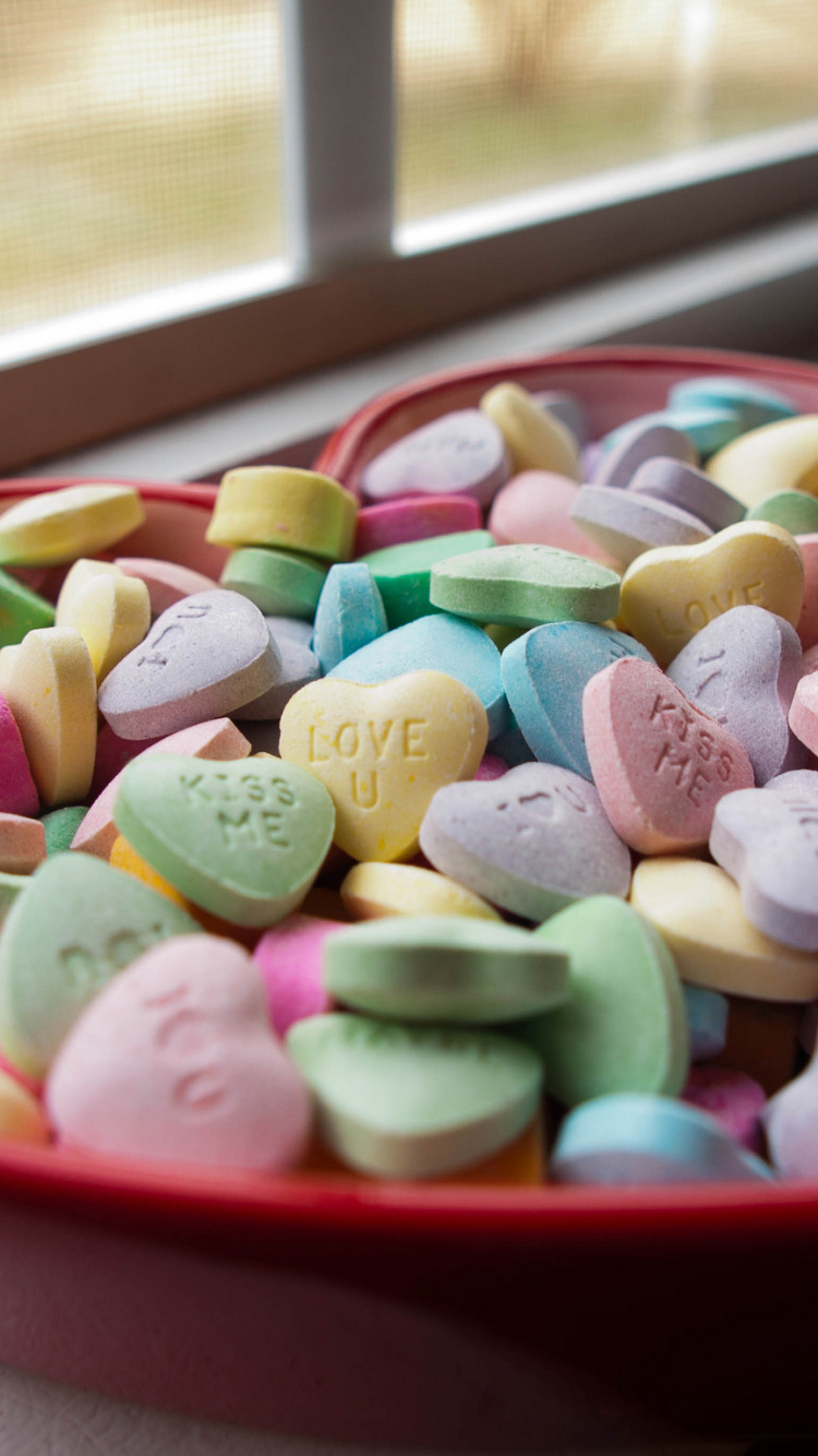 Обои День Святого Валентина, сердце, сладость, пища, возлюбленных в разрешении 750x1334