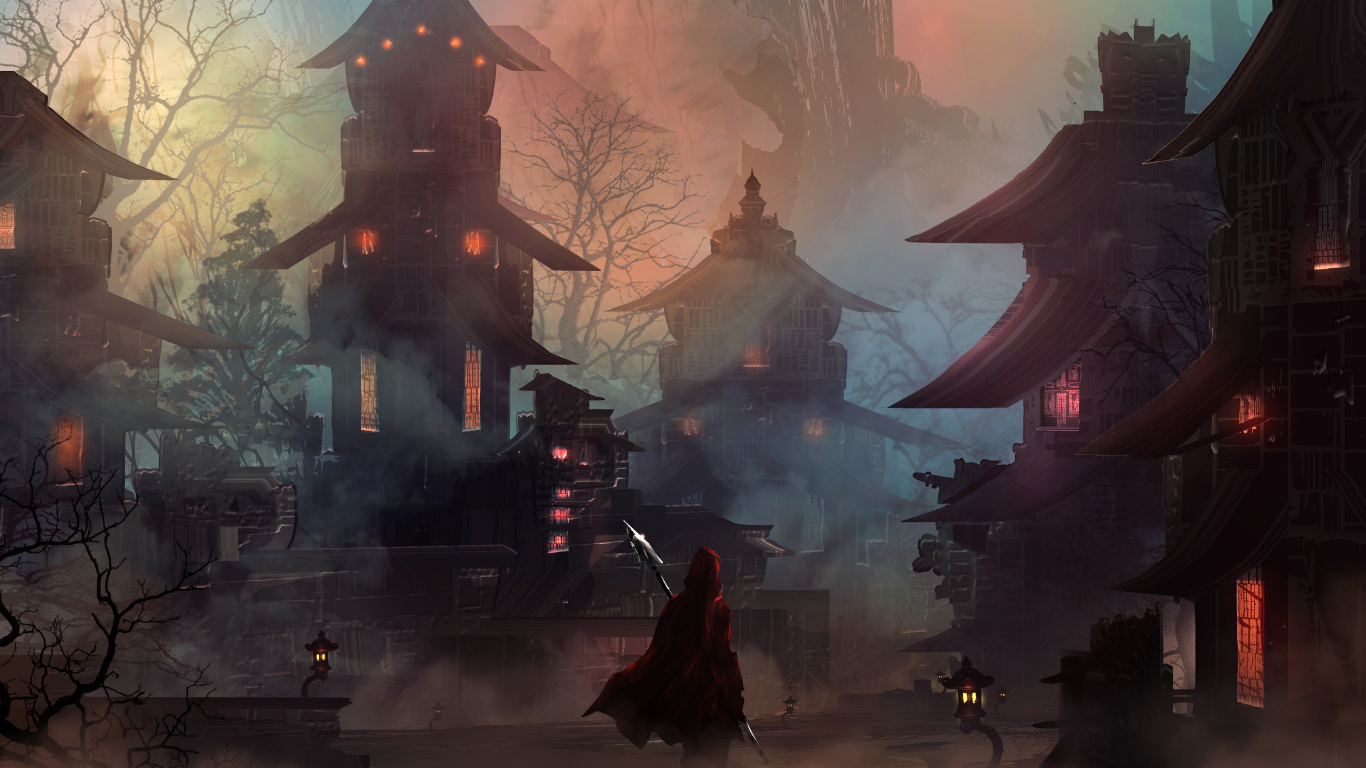 Обои цифровое искусство, фантастическое искусство, фэнтези, компьютерная игра, Красная Шапочка в разрешении 1366x768