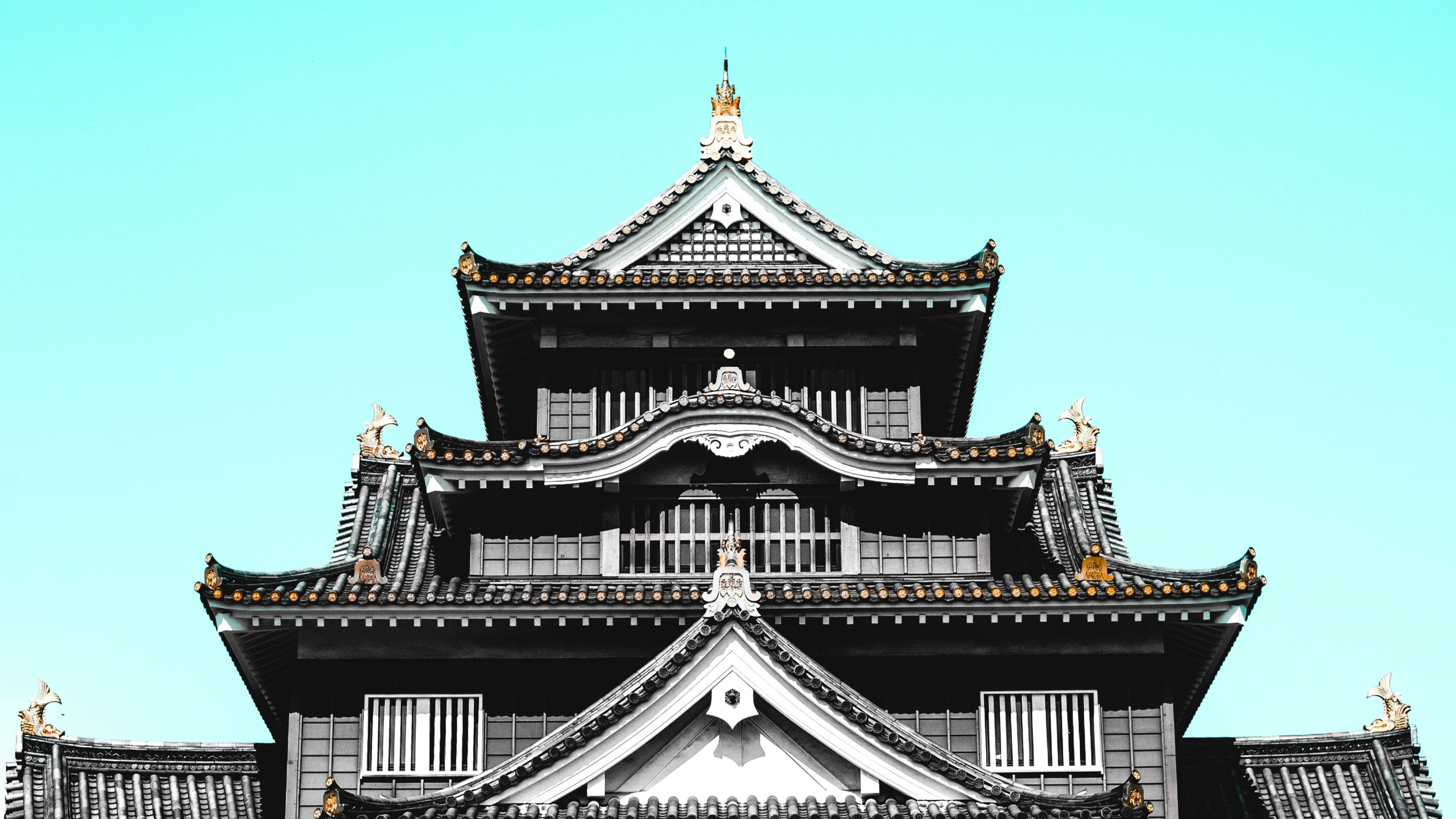 Обои архитектура, ориентир, небо, японская архитектура, фасад в разрешении 2560x1440