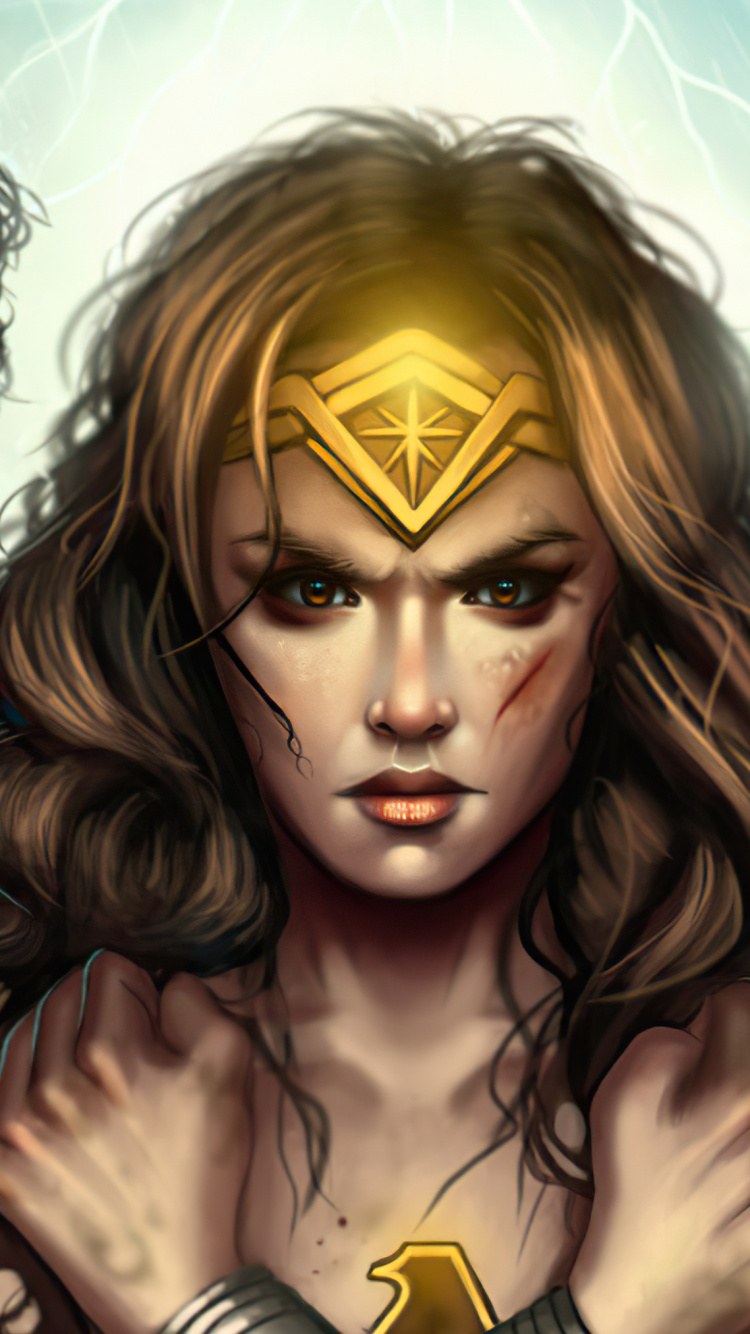 Обои Бэтмен, чудоженщина, Супермен, комиксы dc, иллюстрация в разрешении 750x1334