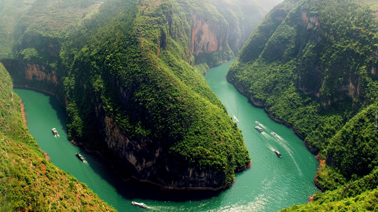 Обои Янцзы, реки, круизное судно, путешествие, природа в разрешении 1280x720