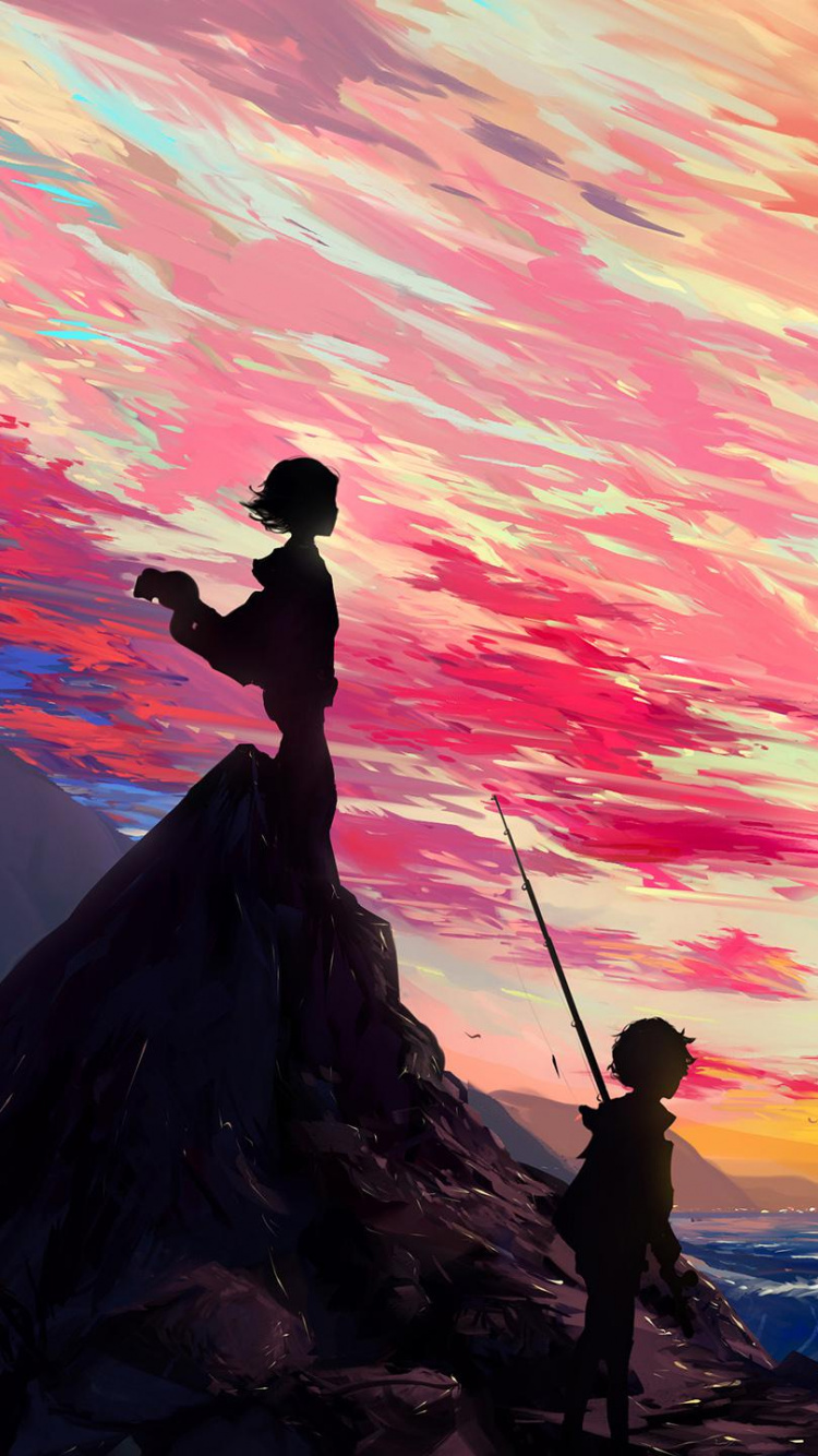 Обои живопись, пейзажная живопись, абстрактное искусство, арт, цифровое искусство в разрешении 750x1334